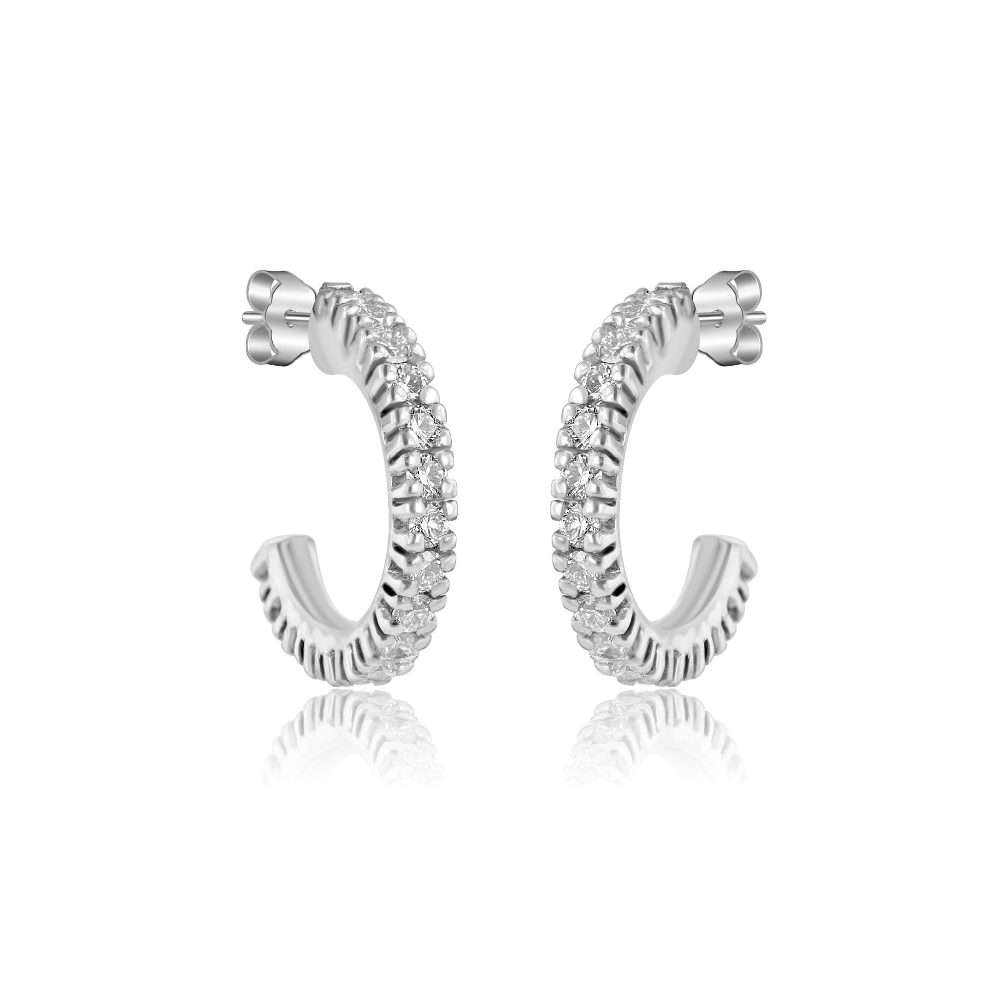 18ct White Gold 0.44ct Round Diamond 3/4 Huggie Style Hoop Earrings