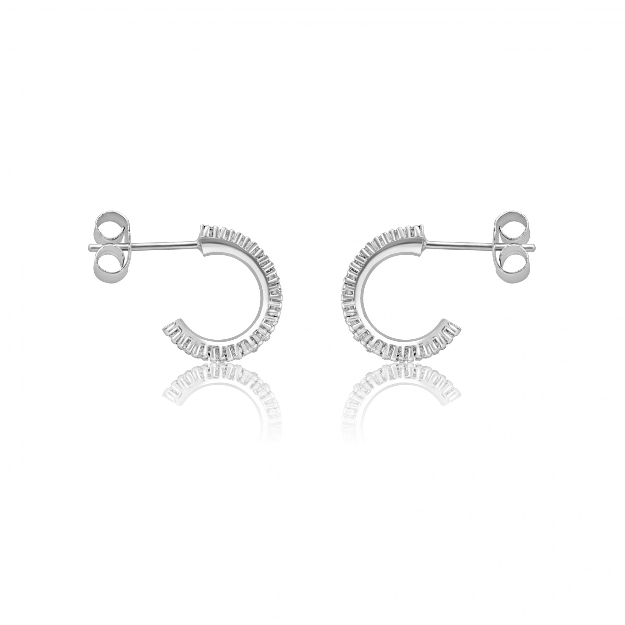 18ct White Gold 0.44ct Round Diamond 3/4 Huggie Style Hoop Earrings