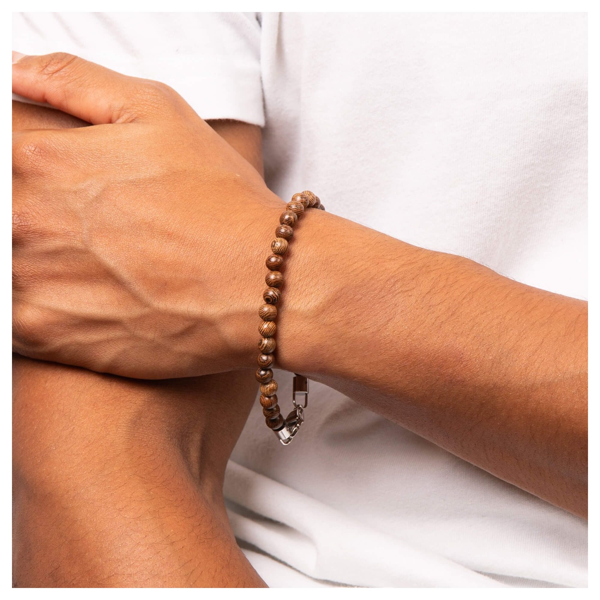 Fred Bennett Round Brown Wood Beads Bracelet