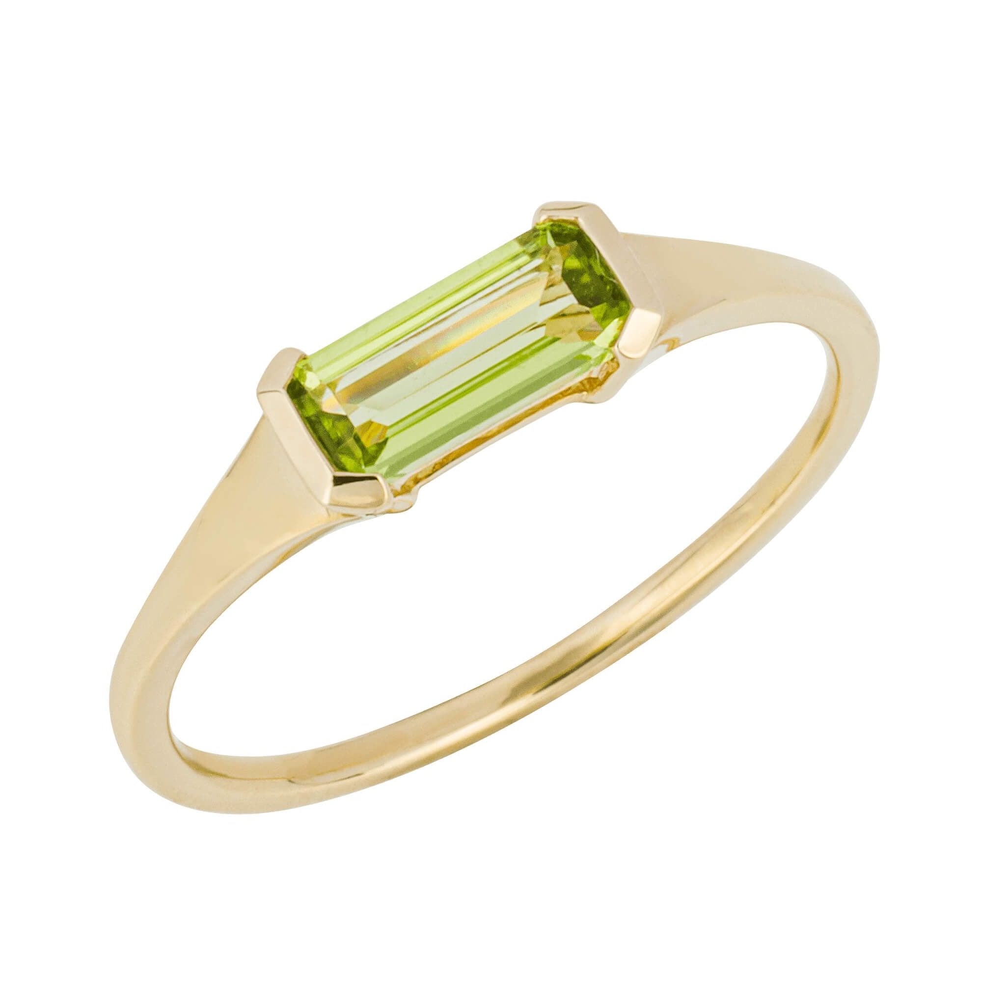 Elongated Peridot Semi-Precious Ring in 9ct Gold