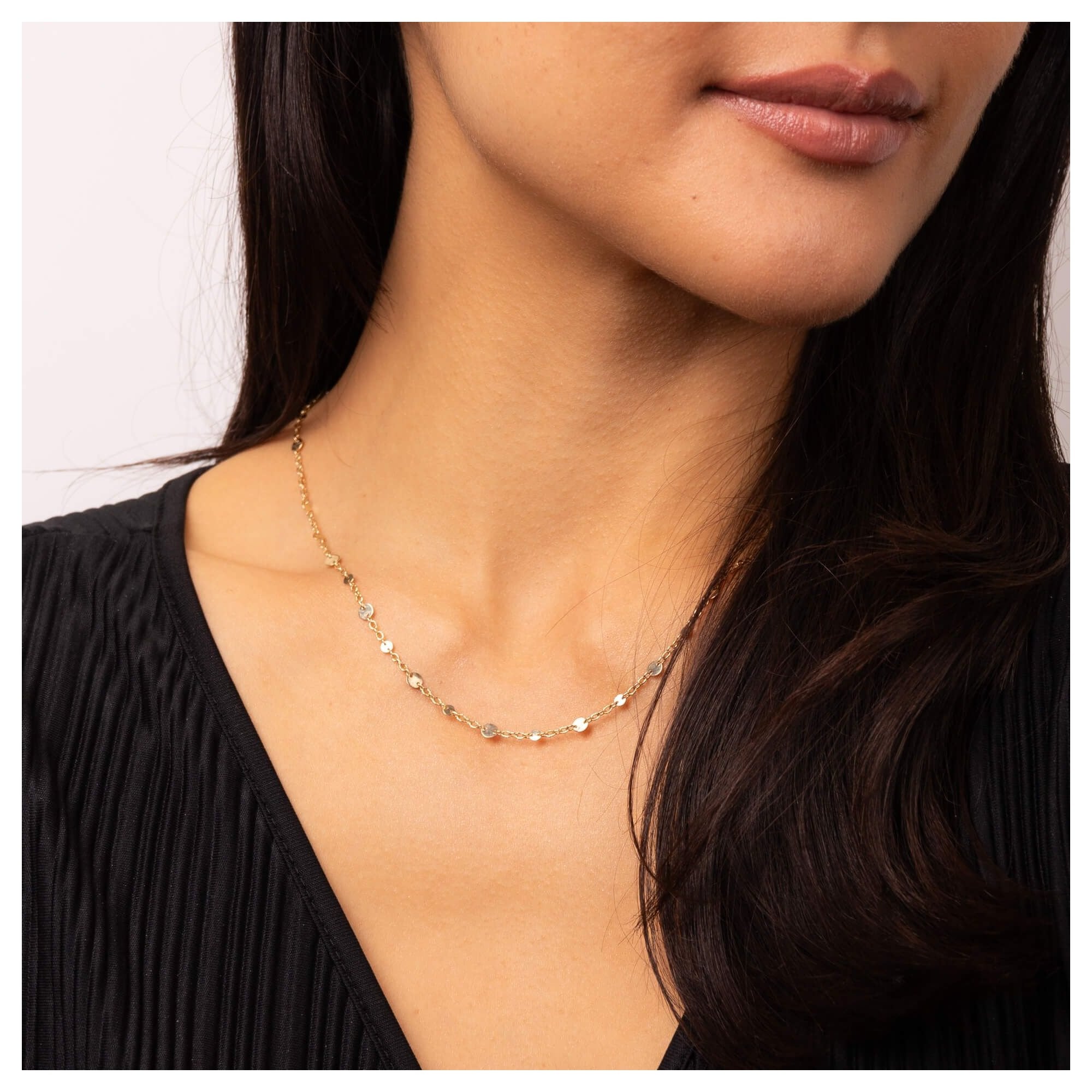 Discs and Chain Necklace in 9ct Gold