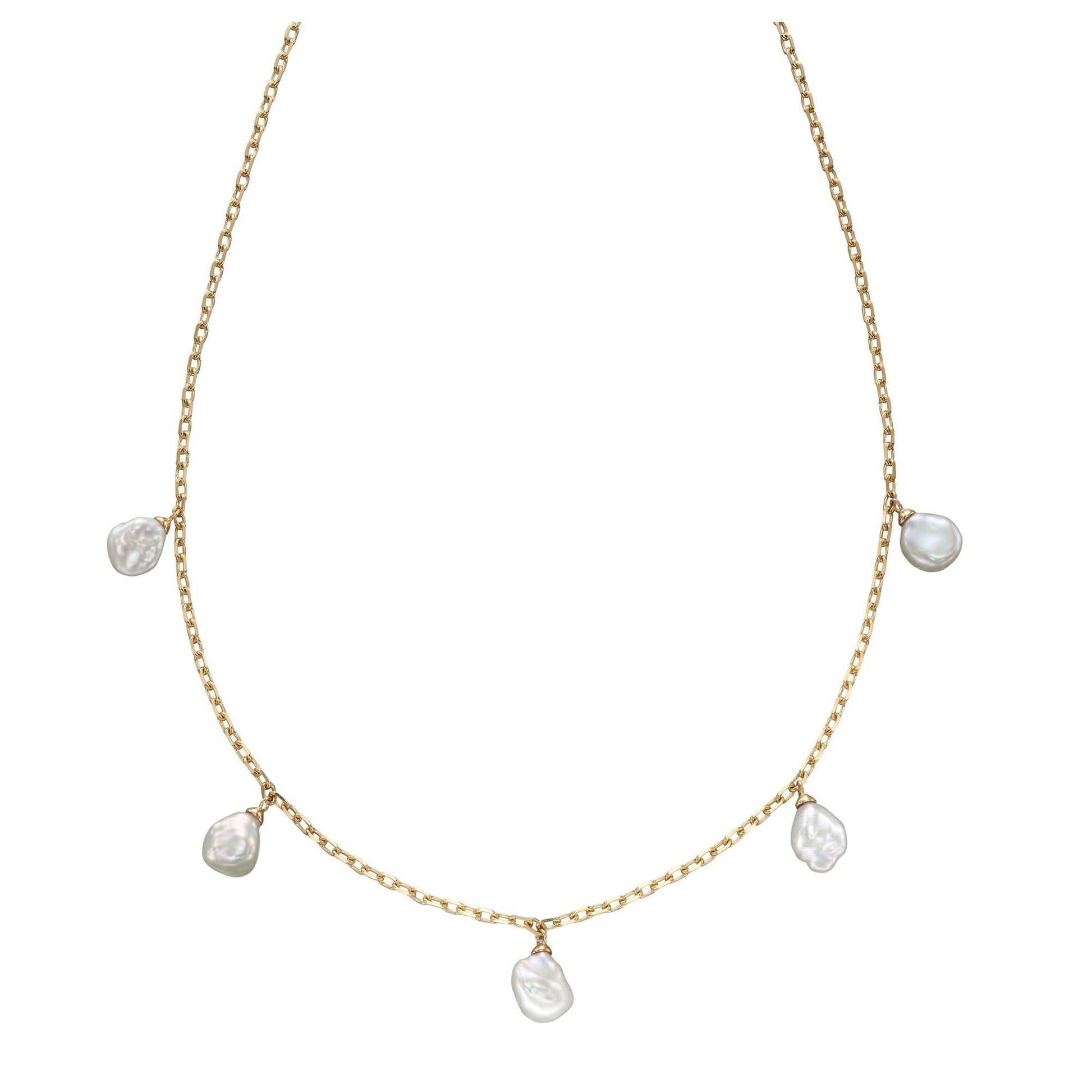 Keshi Pearl Charm Necklace in 9ct Gold