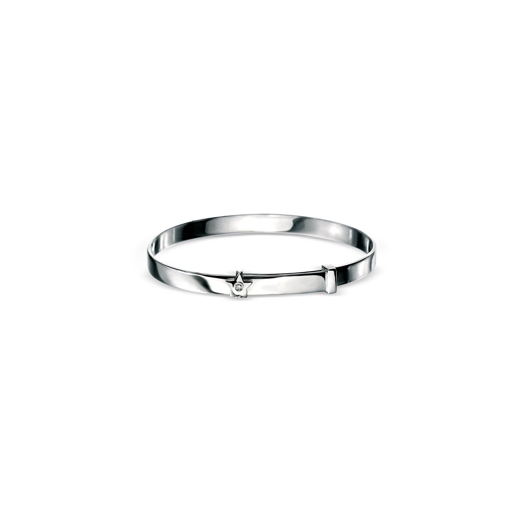 Silver Star Expanding Bangle with Diamond