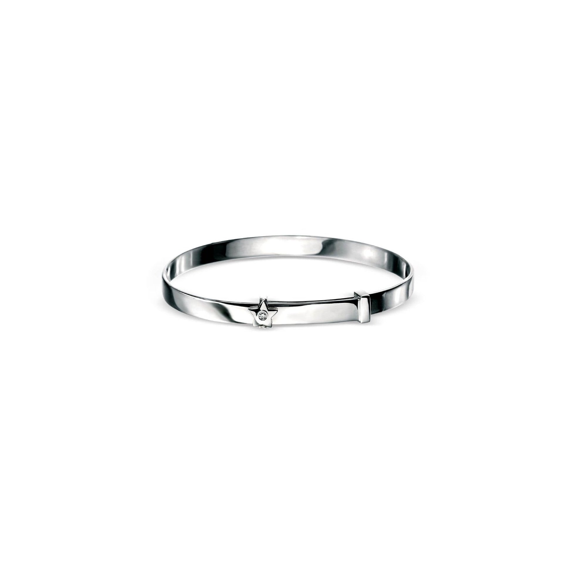 Silver Star Expanding Bangle with Diamond