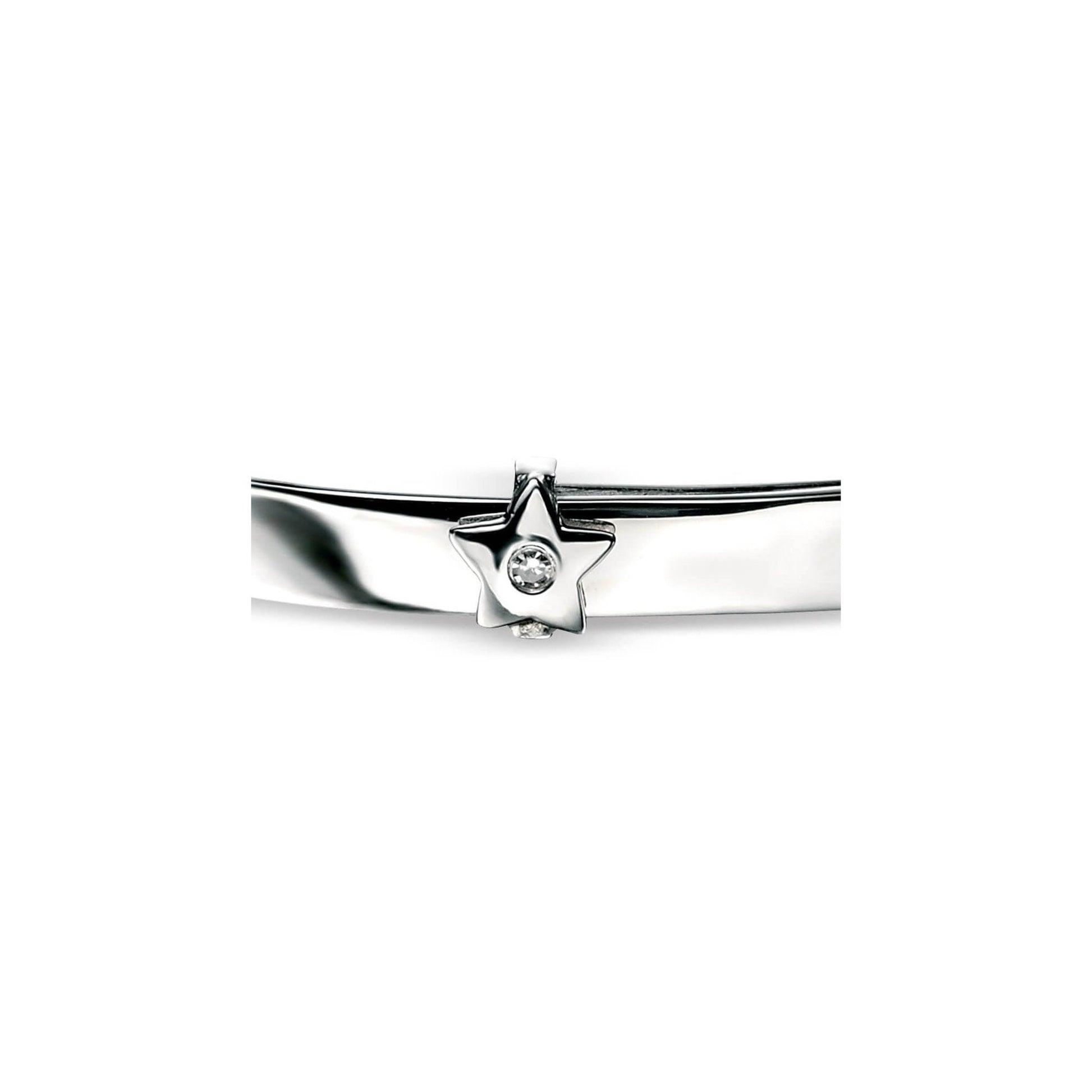 Silver Star Expanding Bangle with Diamond