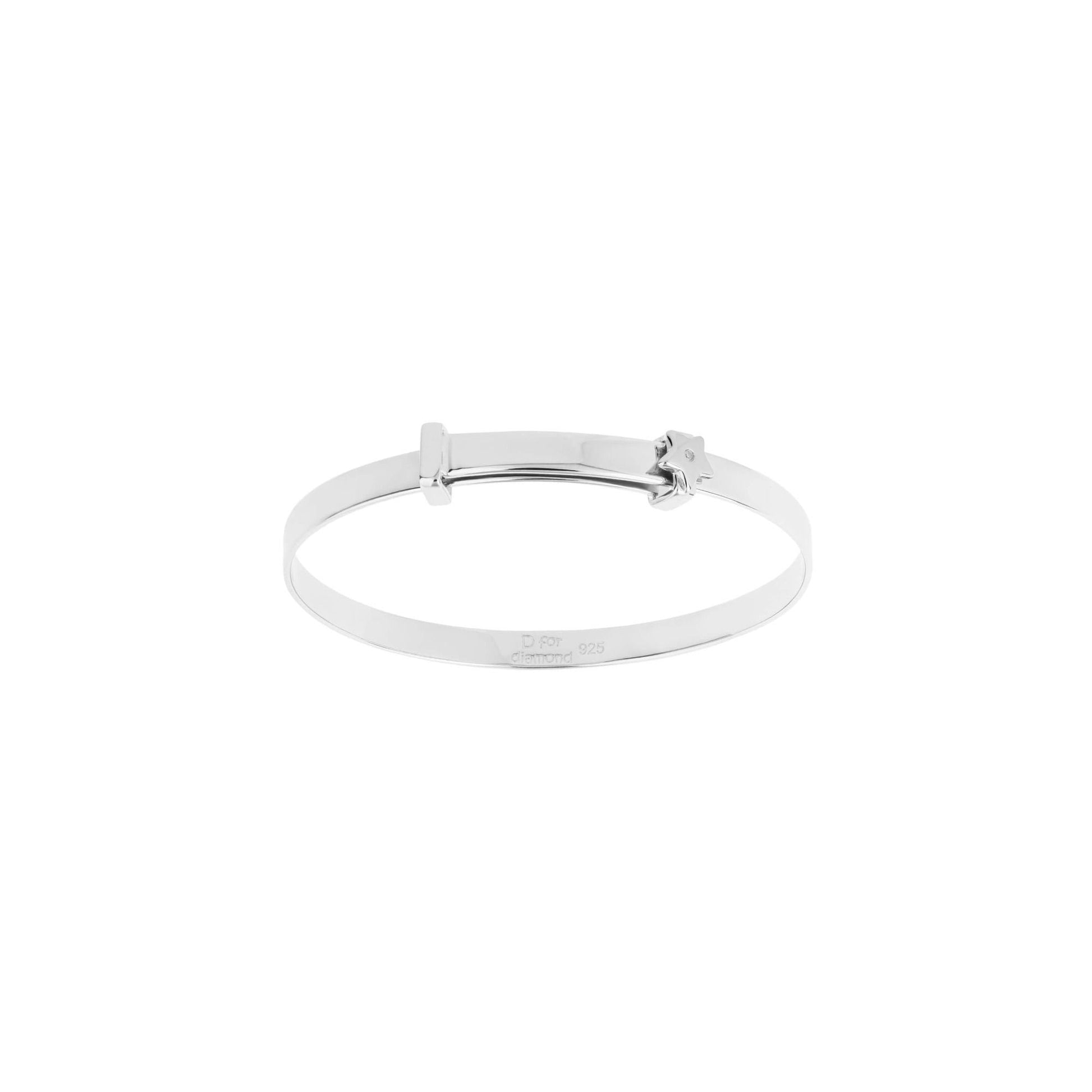 Silver Star Expanding Bangle with Diamond