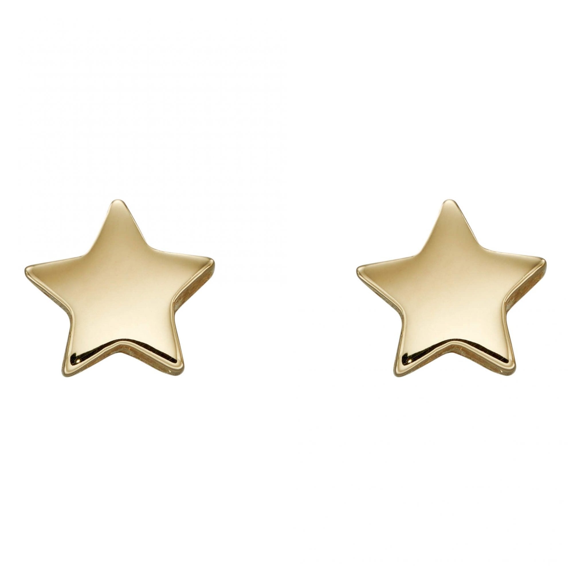 9ct Yellow Gold Simple Star Stud Earrings