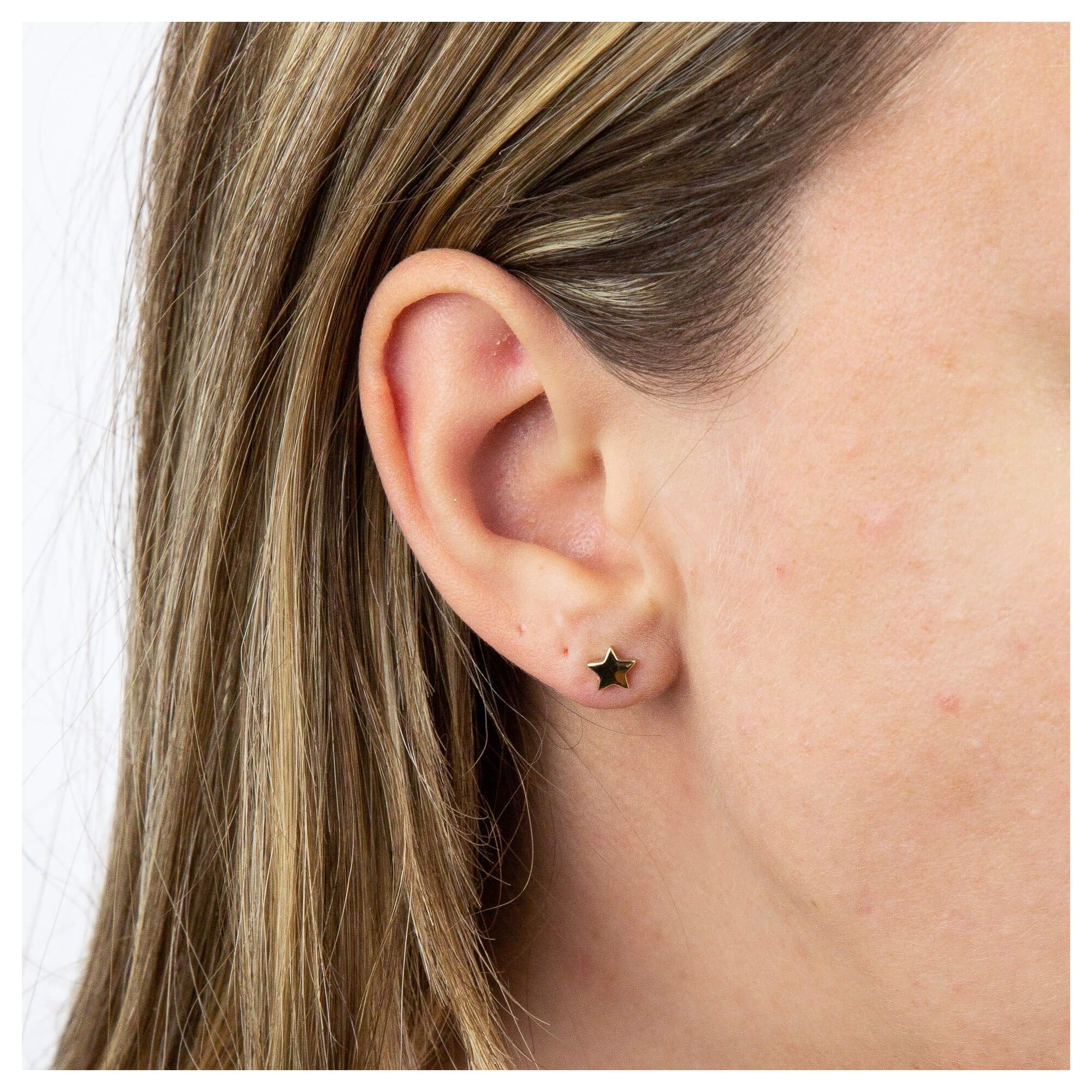 9ct Yellow Gold Simple Star Stud Earrings