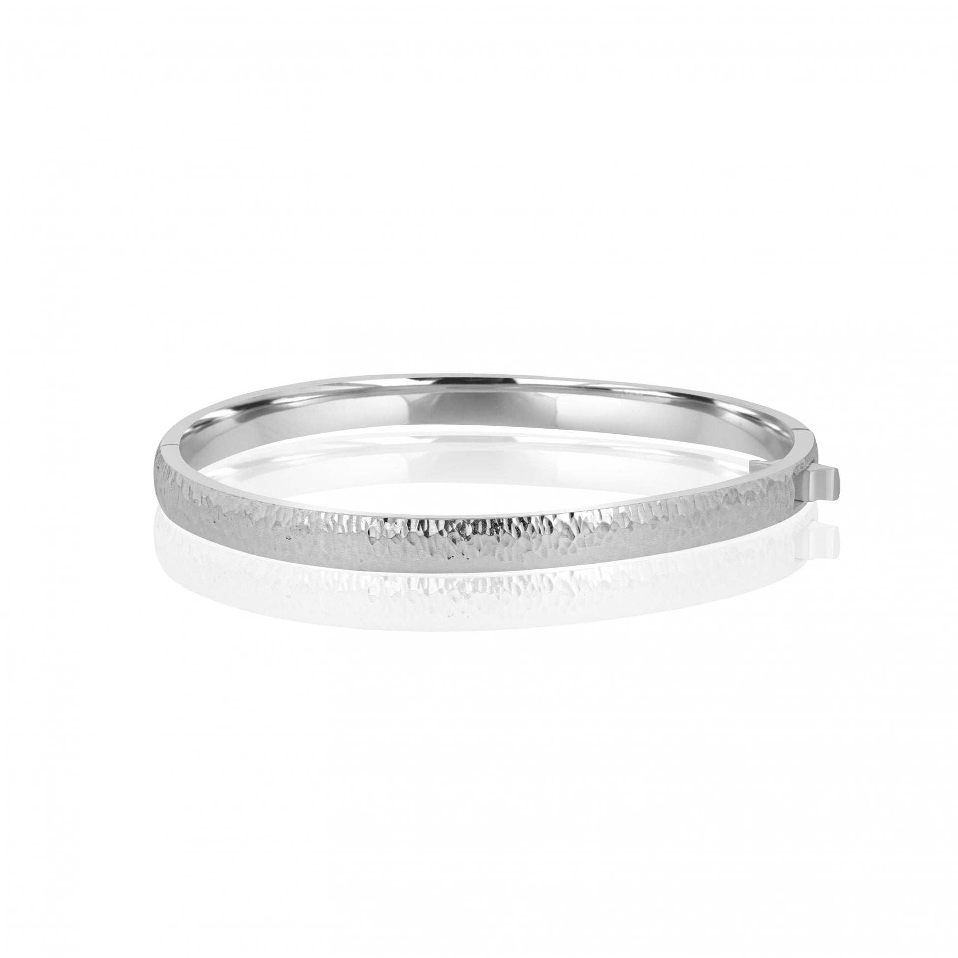 Sterling Silver Avanti Hammered Hinged Bangle