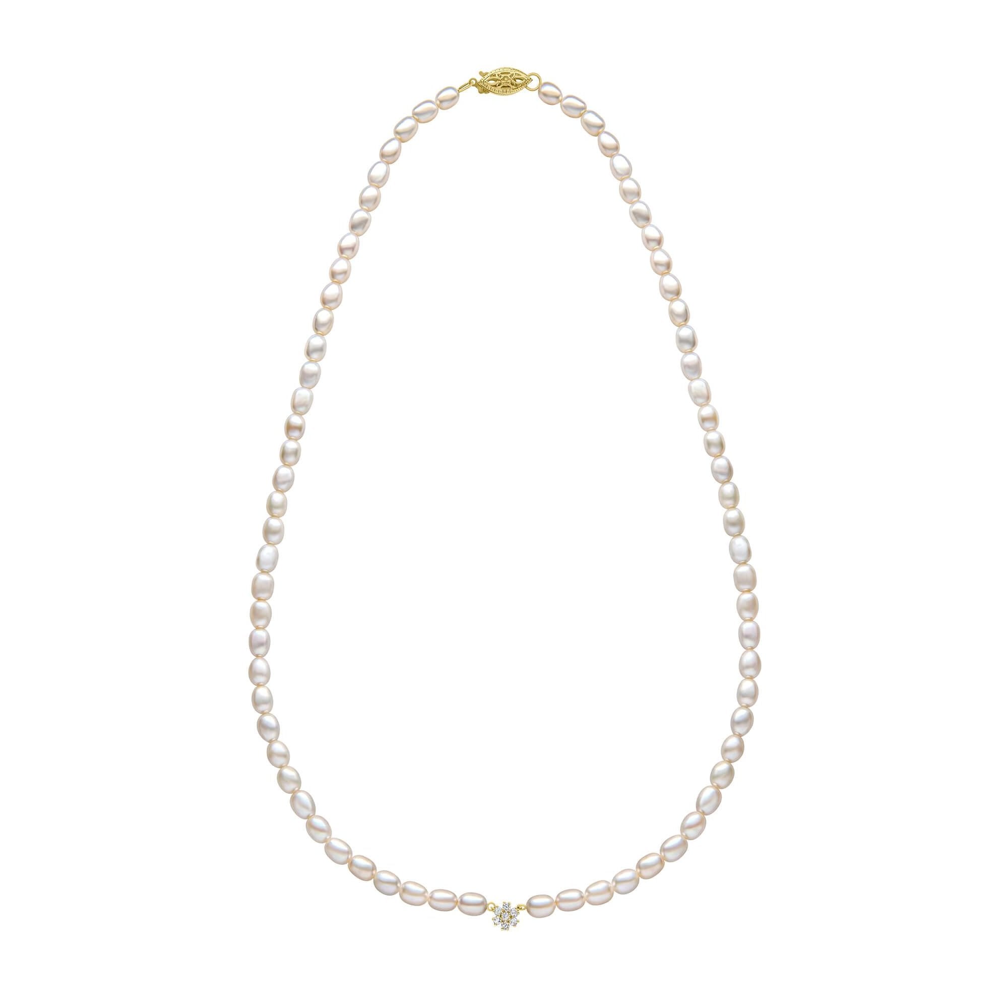 Seed Pearl and Flower Necklace in 9ct Gold