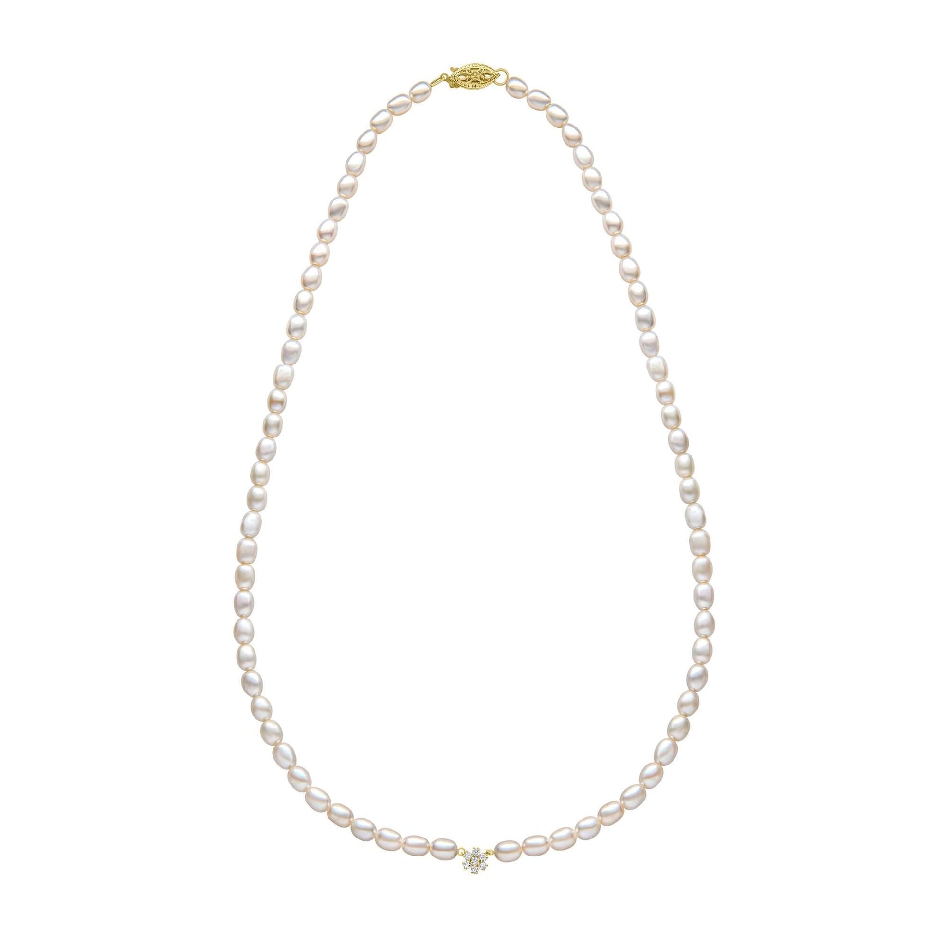 Seed Pearl and Flower Necklace in 9ct Gold
