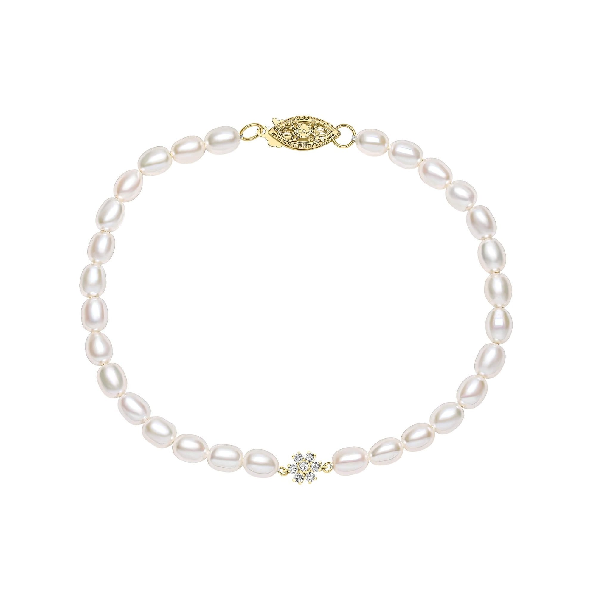 Seed Pearl and Flower Bracelet in 9ct Gold