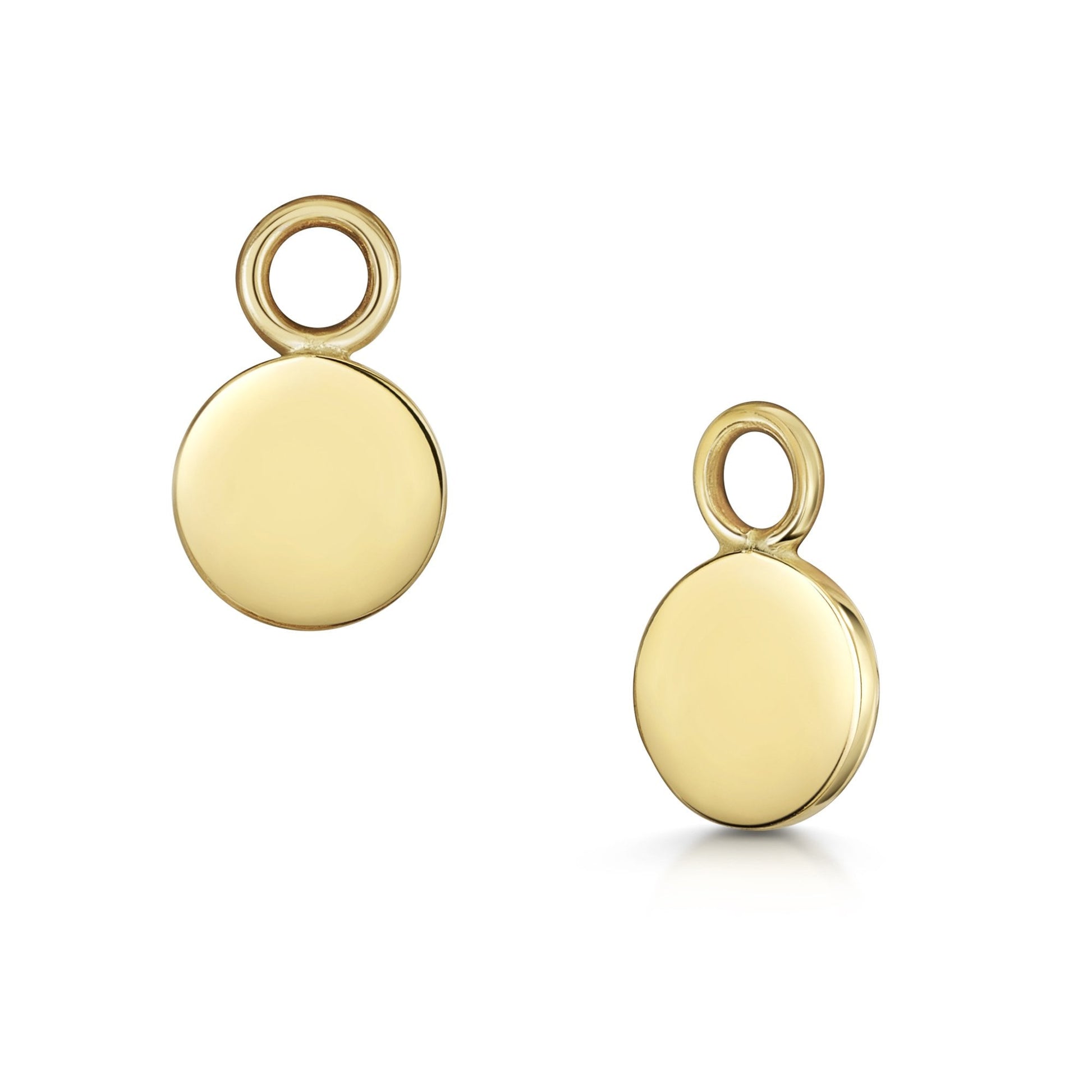 9ct Yellow Gold Plain Disc Charms (For Hoop Earrings Sold Separately)