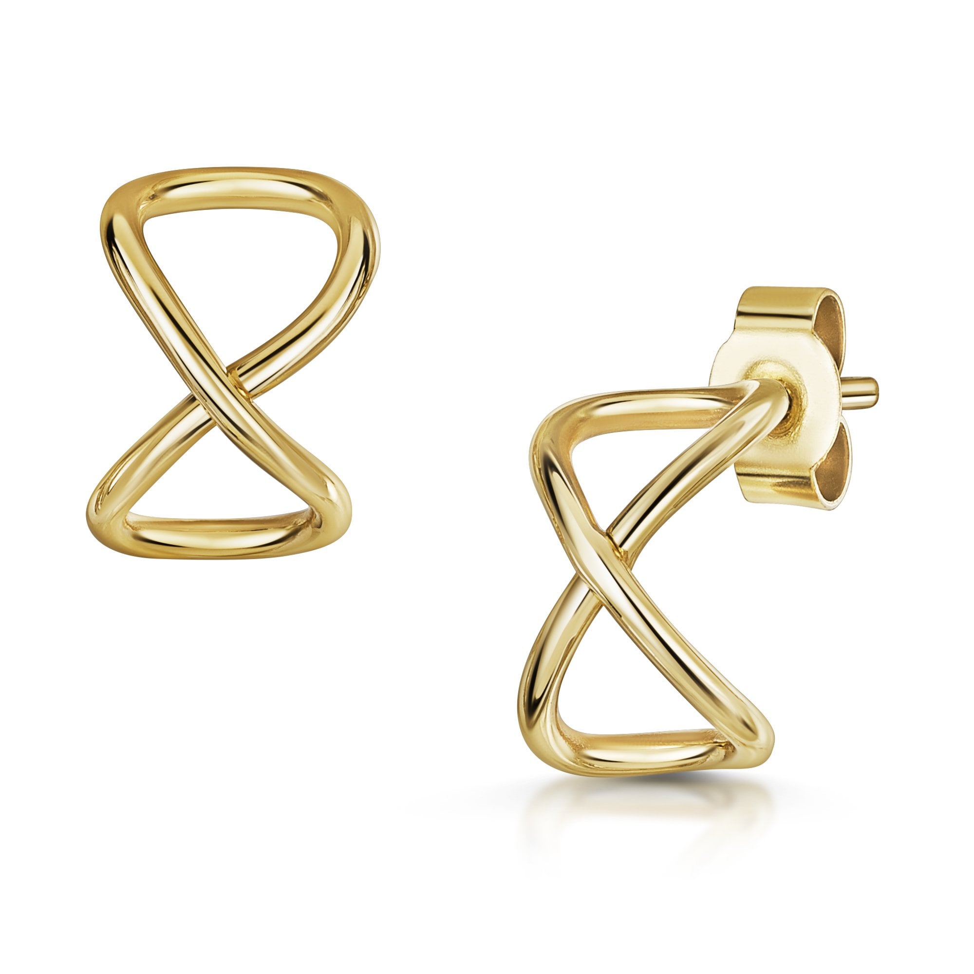 9ct Yellow Gold Infinity Half Hoop Earrings
