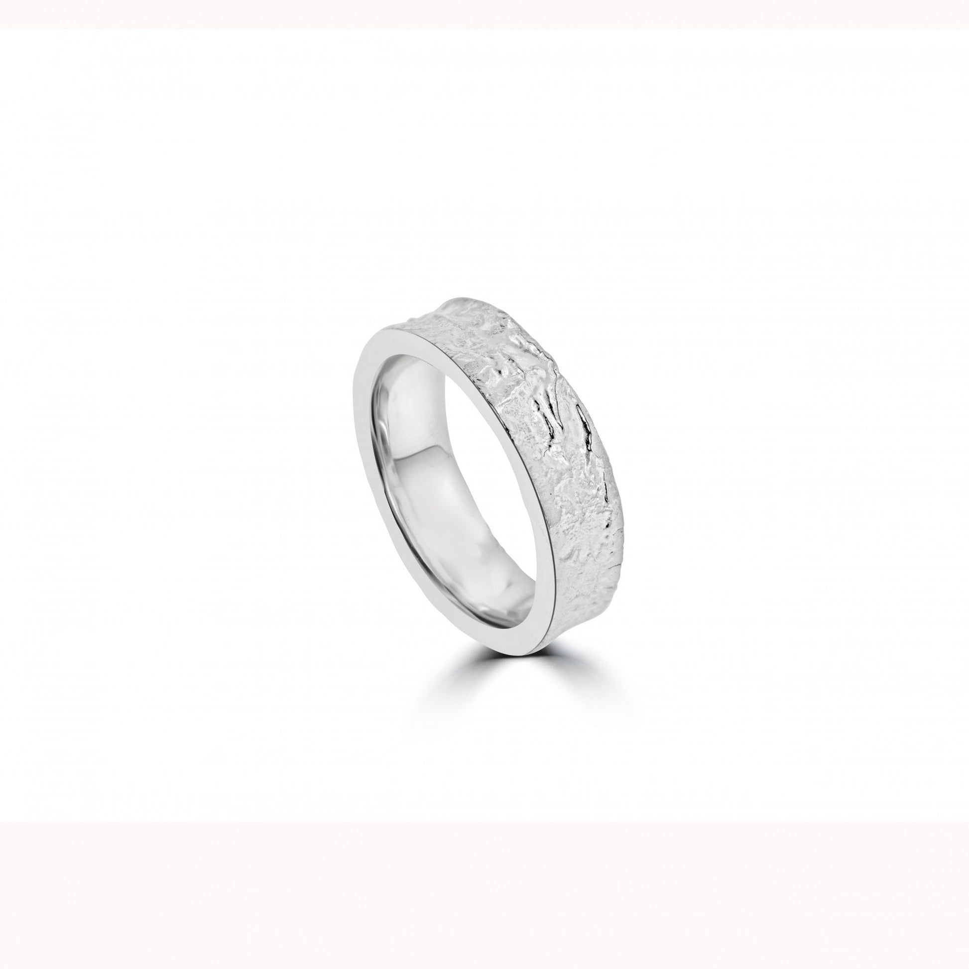 Silver 5mm Reticulated Finish 'Lunar' Ring