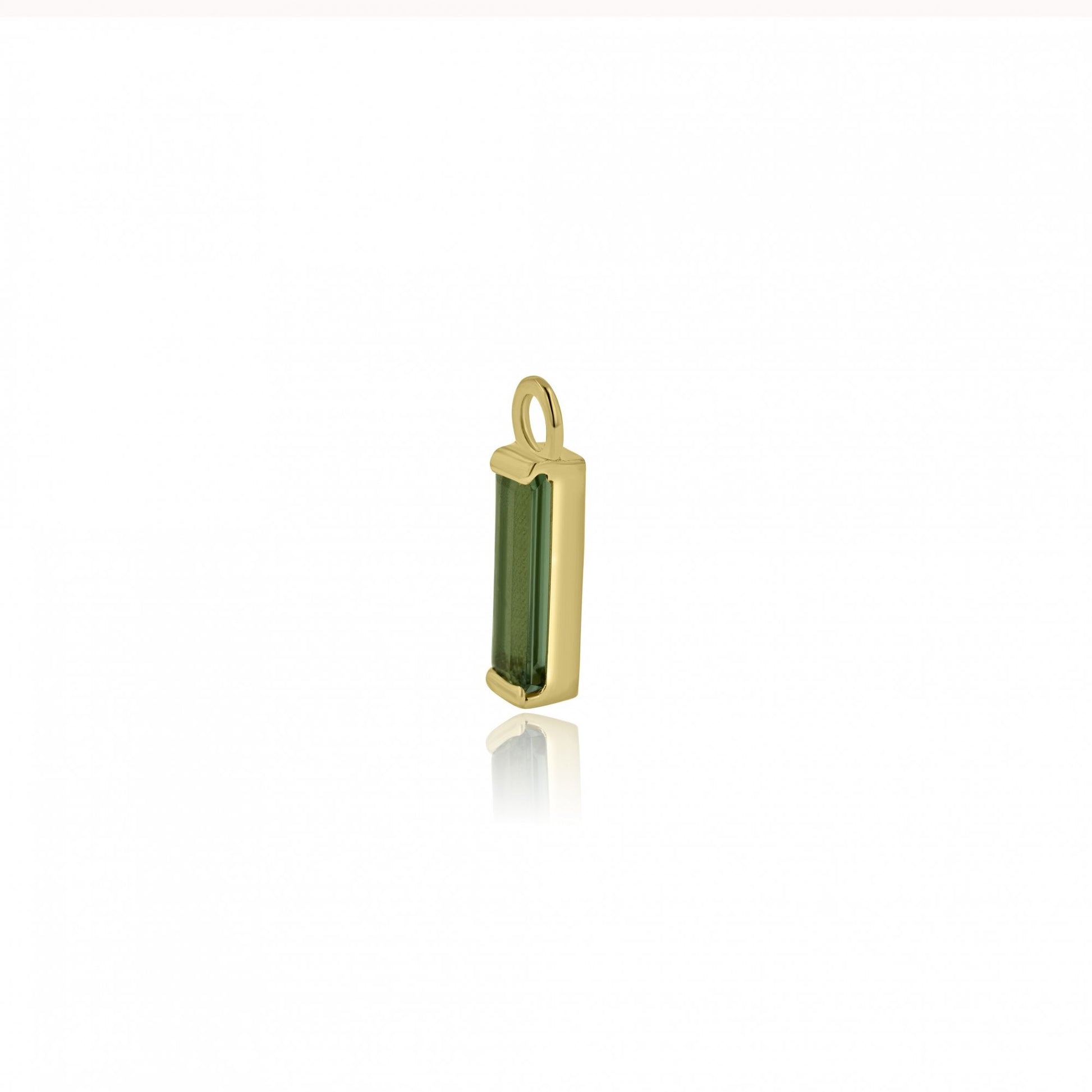 18ct Yellow Gold Green Tourmaline Oblong Charms (For Huggie Hoops Sold Separately)