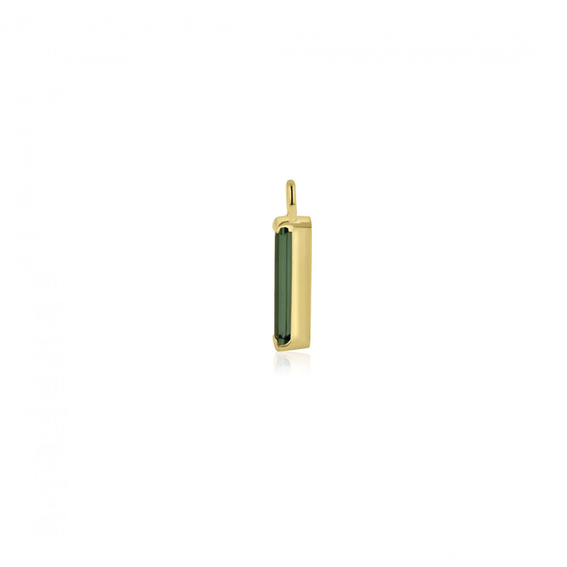 18ct Yellow Gold Green Tourmaline Oblong Charms (For Huggie Hoops Sold Separately)