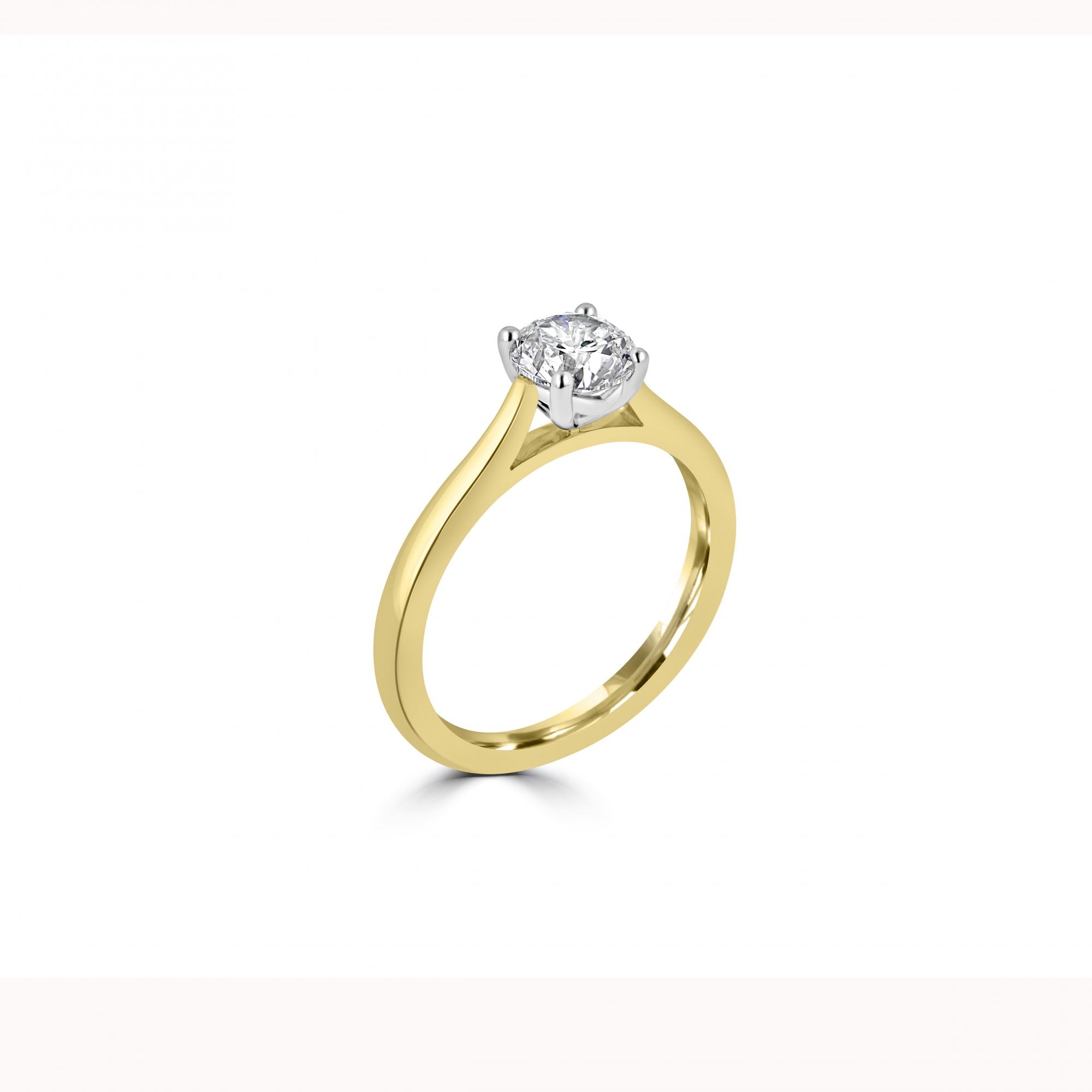 18ct Yellow Gold Diamond 1.01ct Total Platinum Set Ring