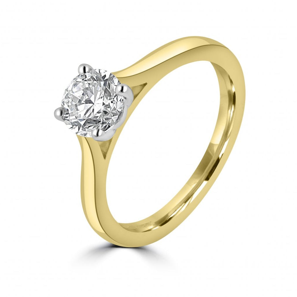 18ct Yellow Gold Diamond 1.01ct Total Platinum Set Ring