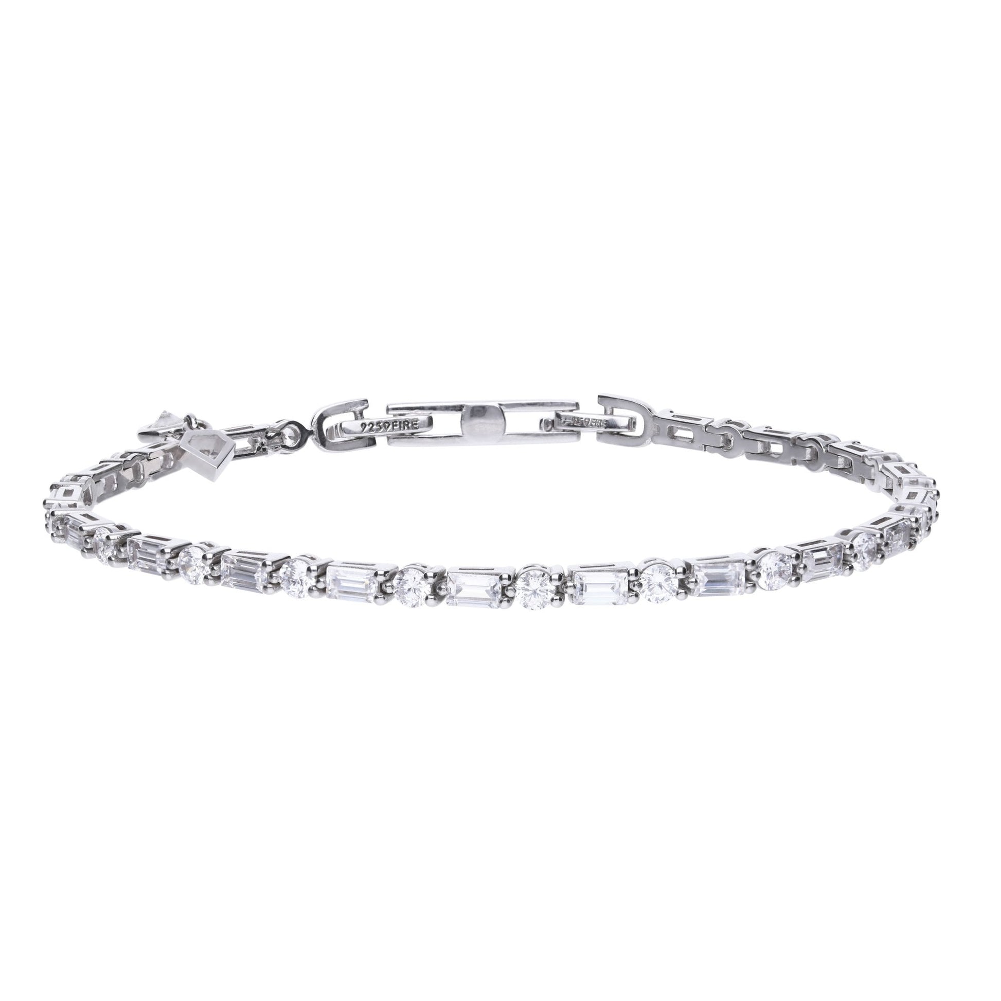 Diamonfire Baguette and Round Zirconia Bracelet