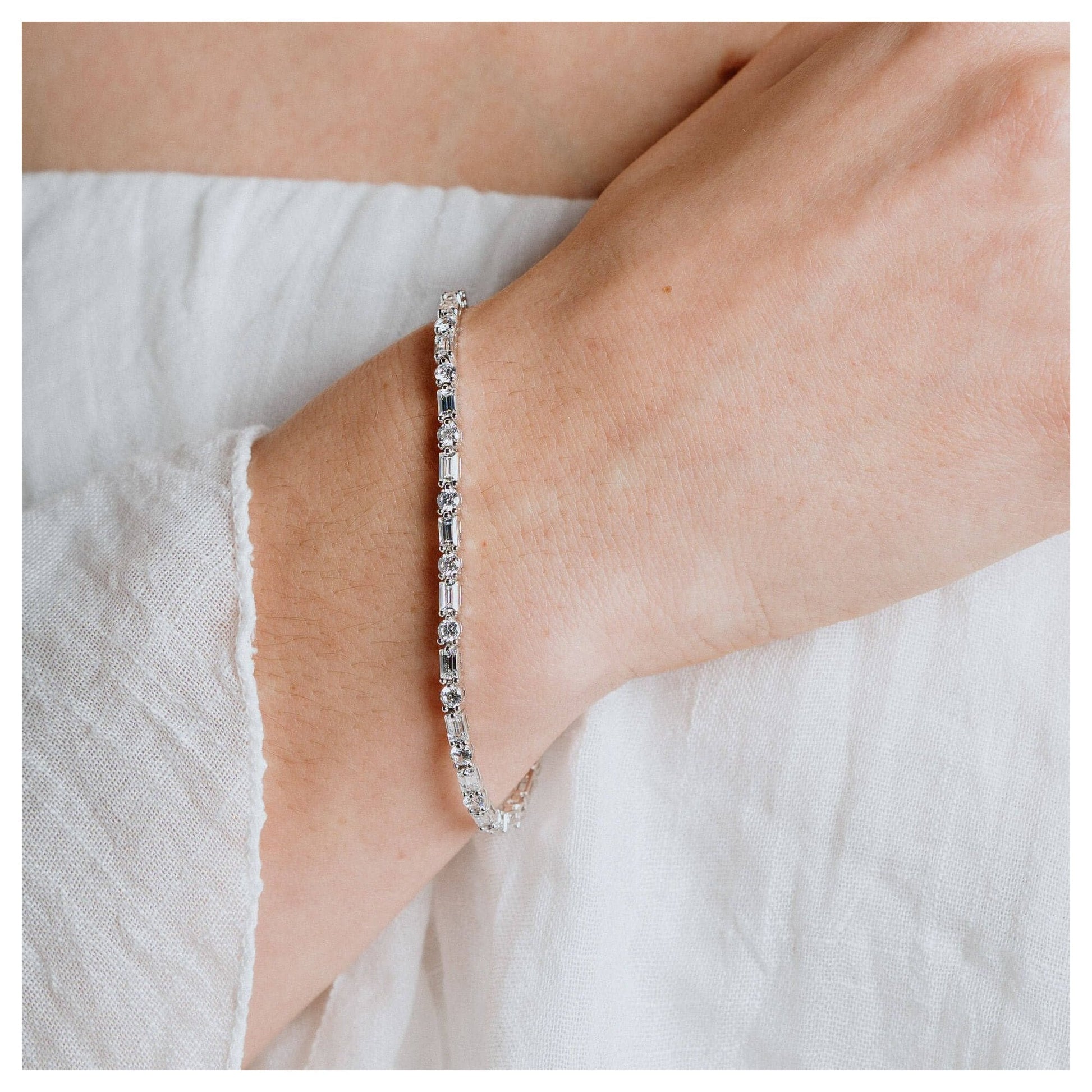 Diamonfire Baguette and Round Zirconia Bracelet