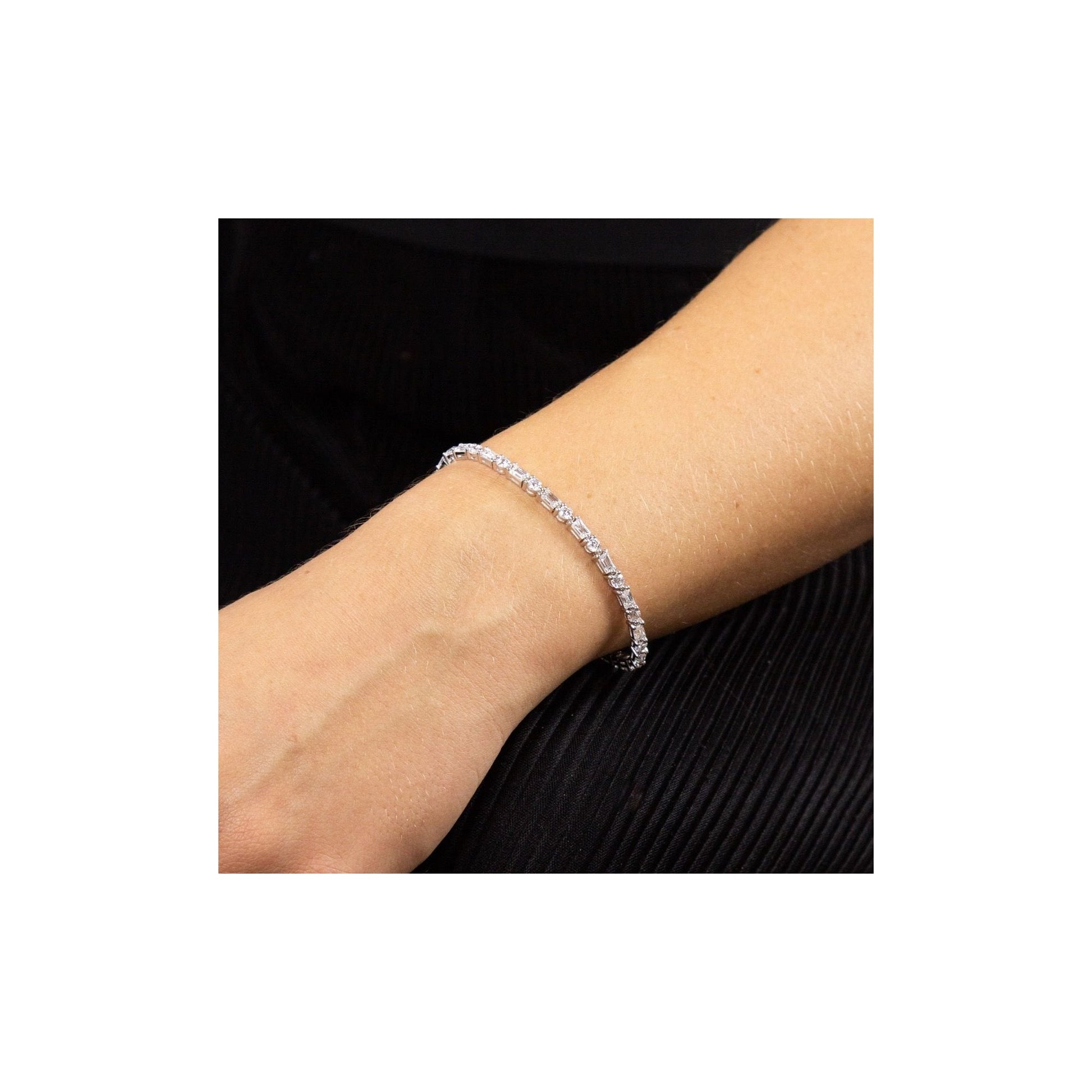 Diamonfire Baguette and Round Zirconia Bracelet