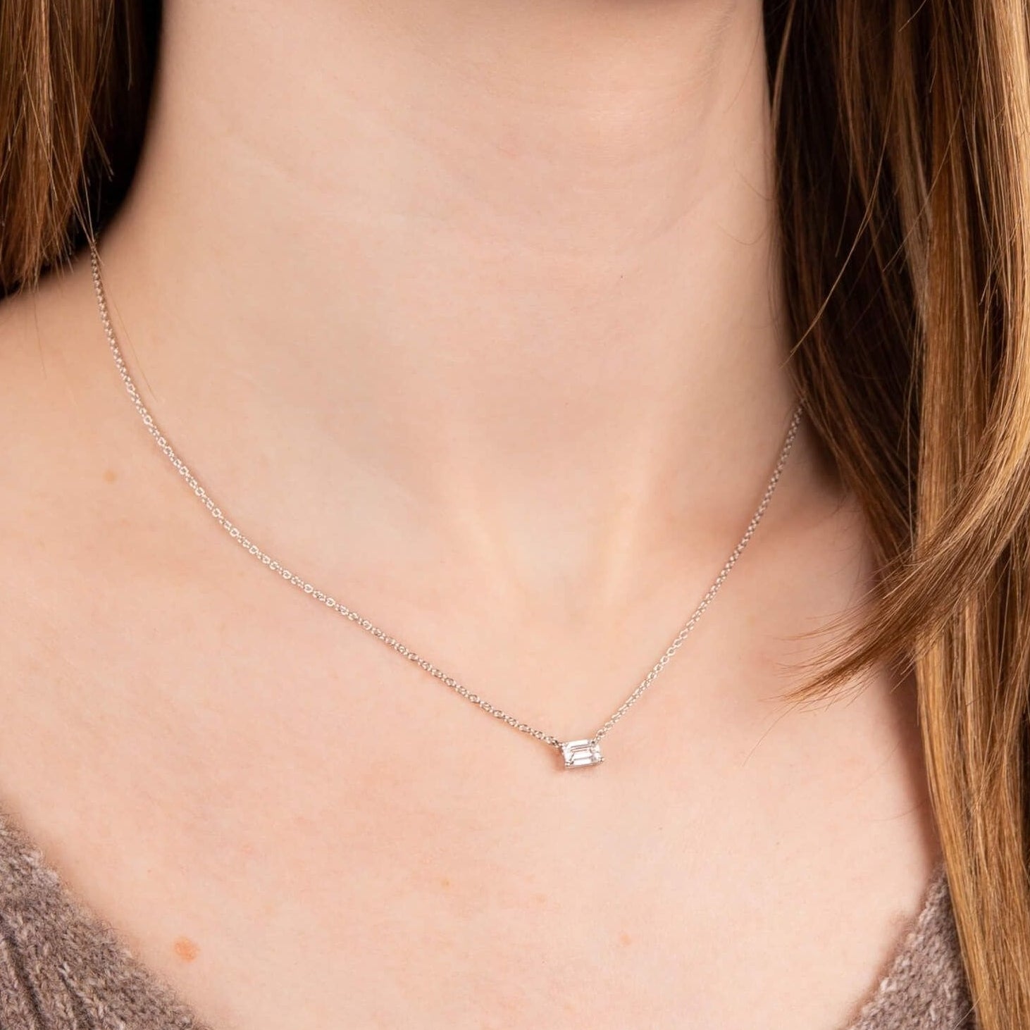 Diamonfire Floating Baguette Zirconia Necklace