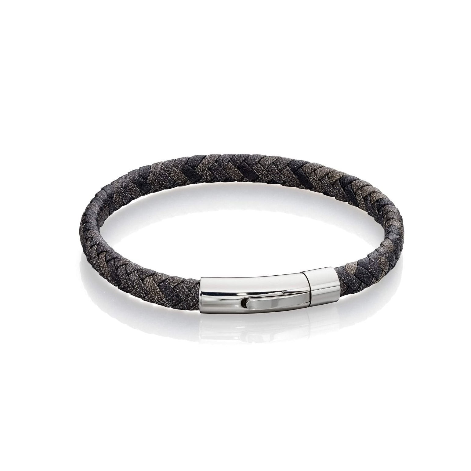 Fred Bennett Antique Grey Woven Leather Bracelet