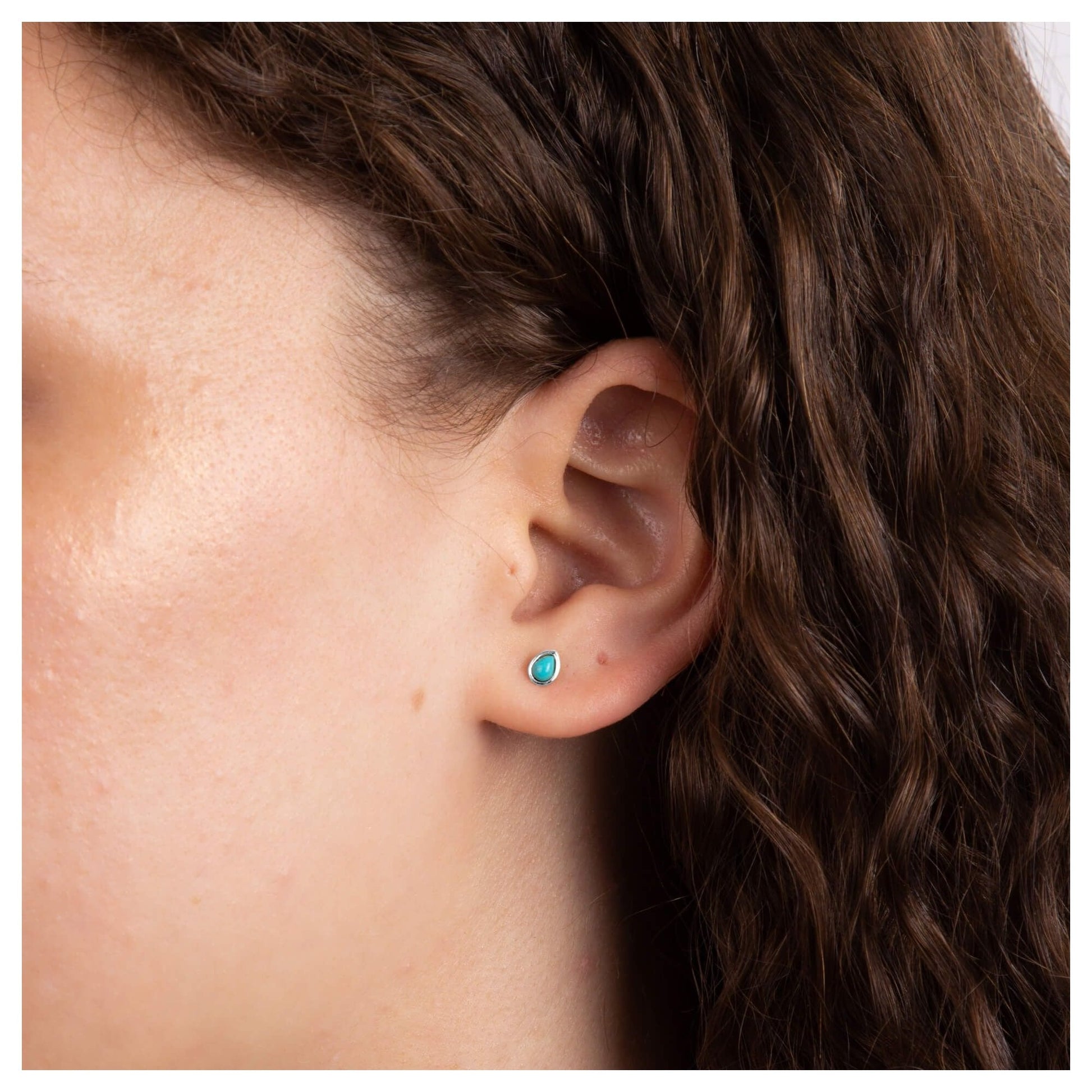 Turquoise Droplet December Birthstone Stud Earrings