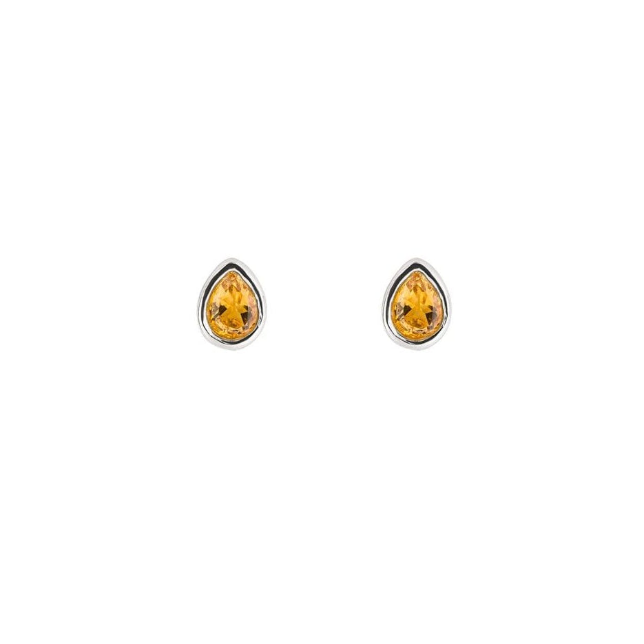 Citrine Droplet November Birthstone Stud Earrings