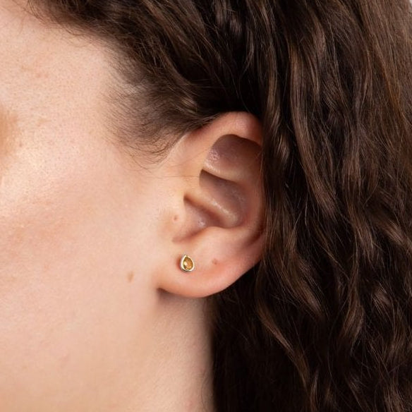 Citrine Droplet November Birthstone Stud Earrings