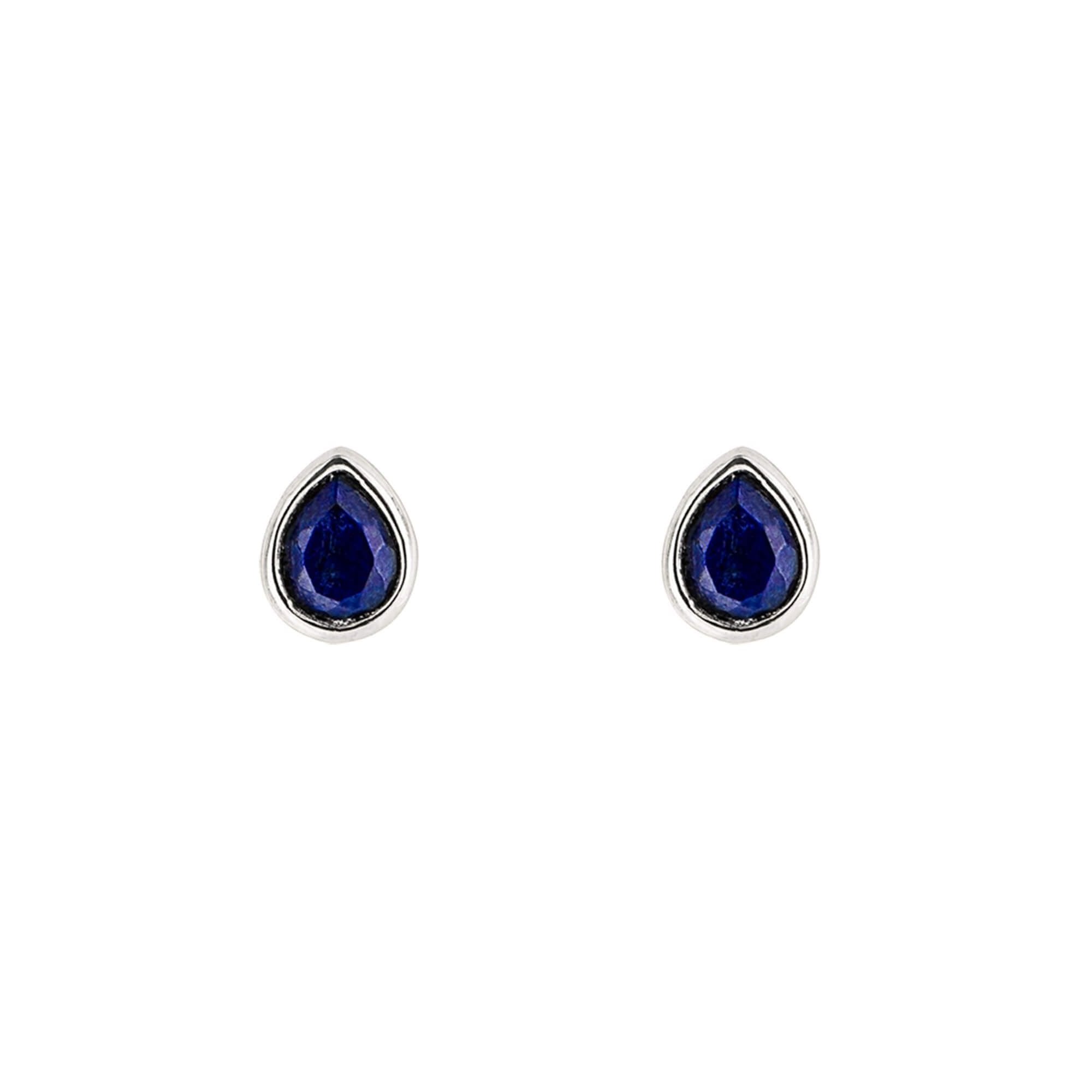 Blue Lapis Lazuli Droplet September Birthstone Stud Earrings