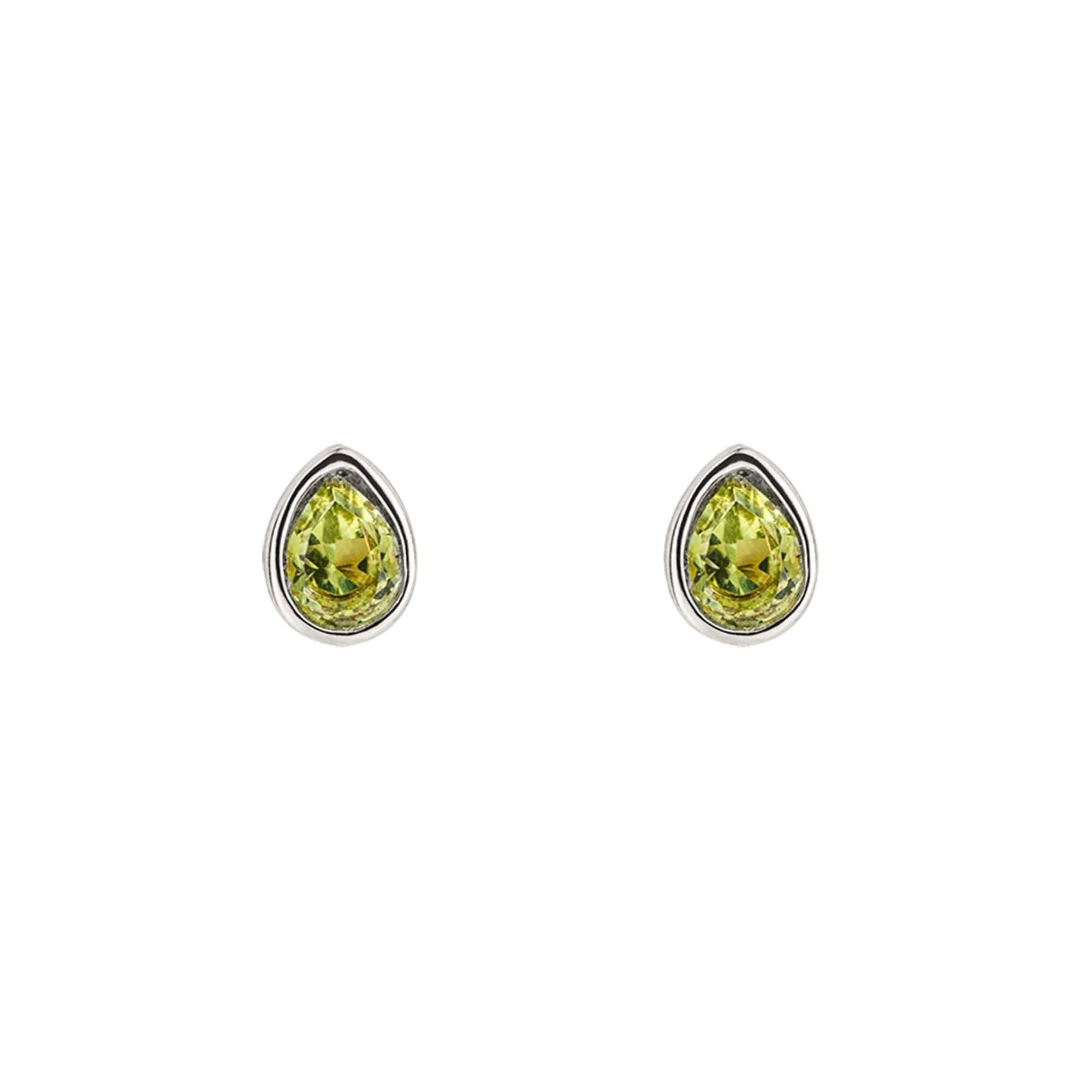 Green Peridot Droplet August Birthstone Stud Earrings