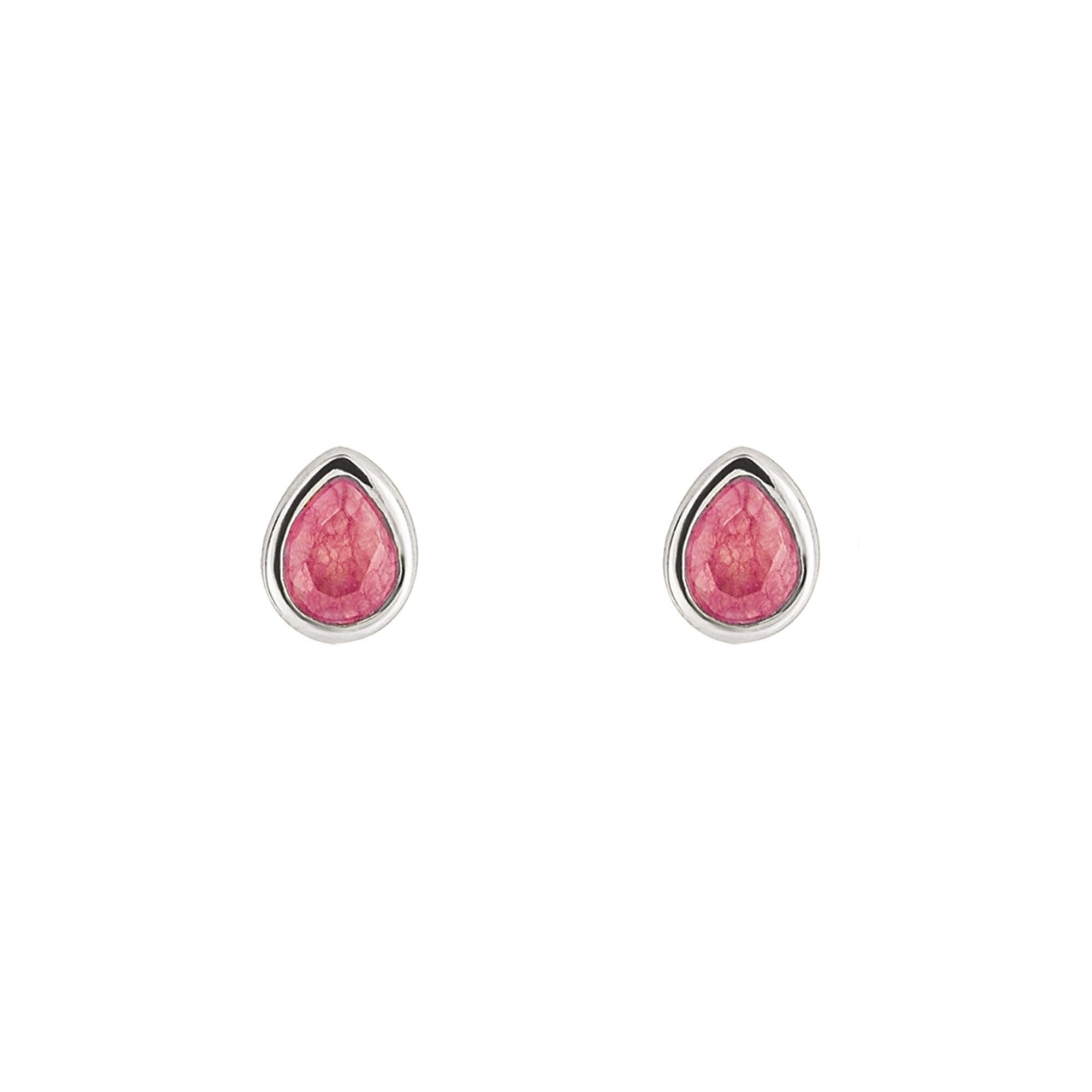 Pink Quartz Droplet July Birthstone Stud Earrings
