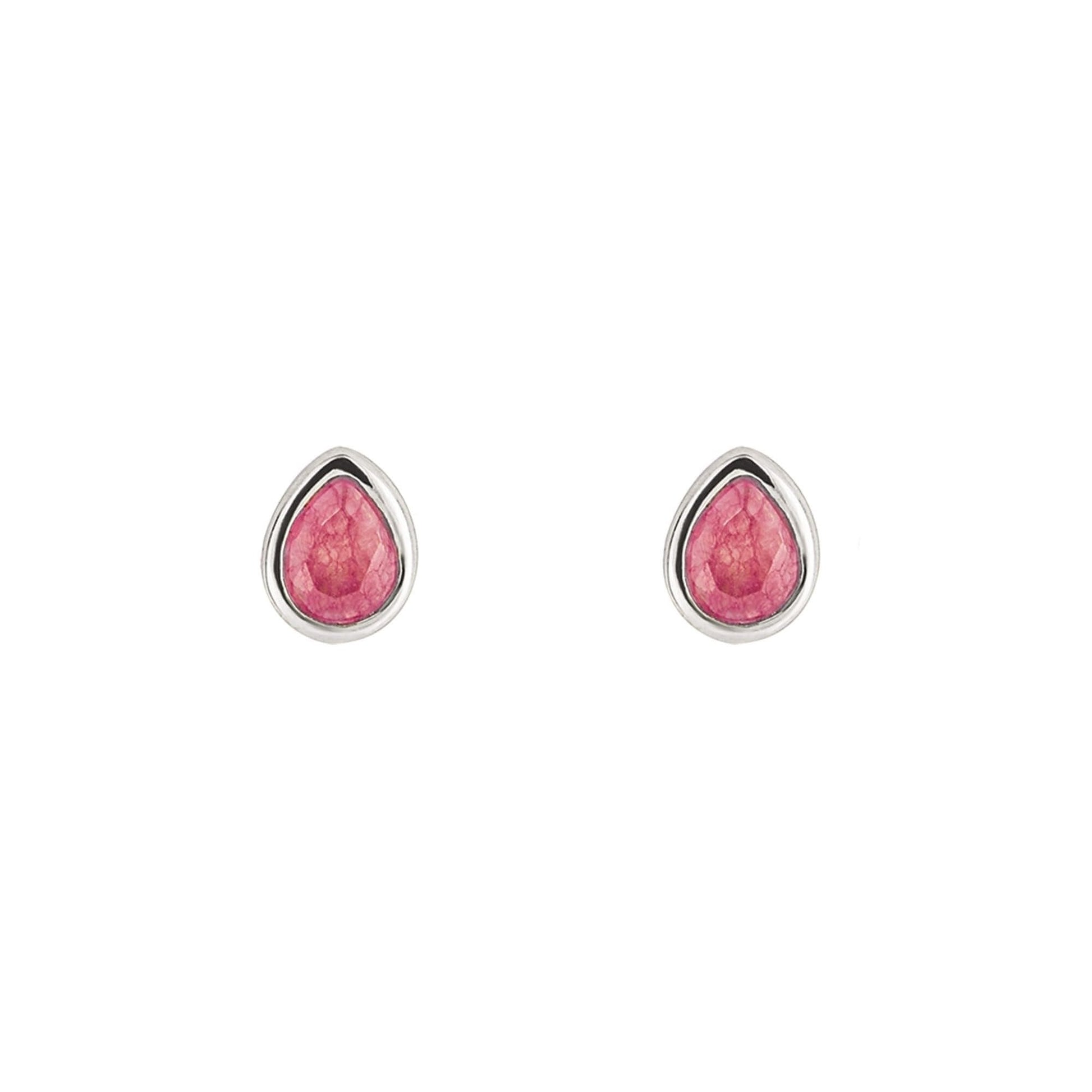 Pink Quartz Droplet July Birthstone Stud Earrings