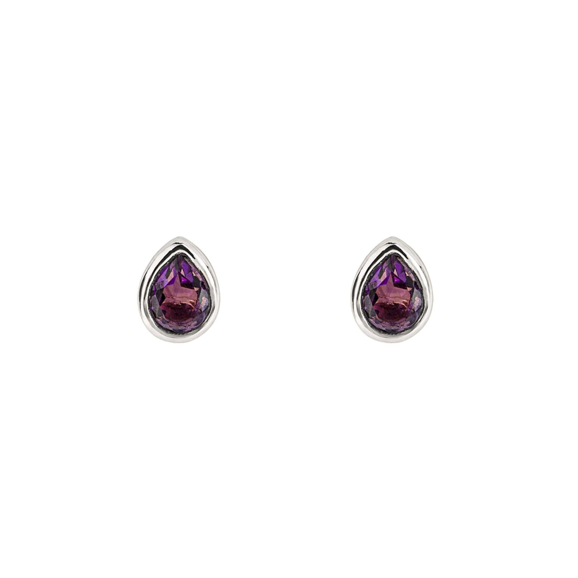 Amethyst Droplet February Birthstone Stud Earrings