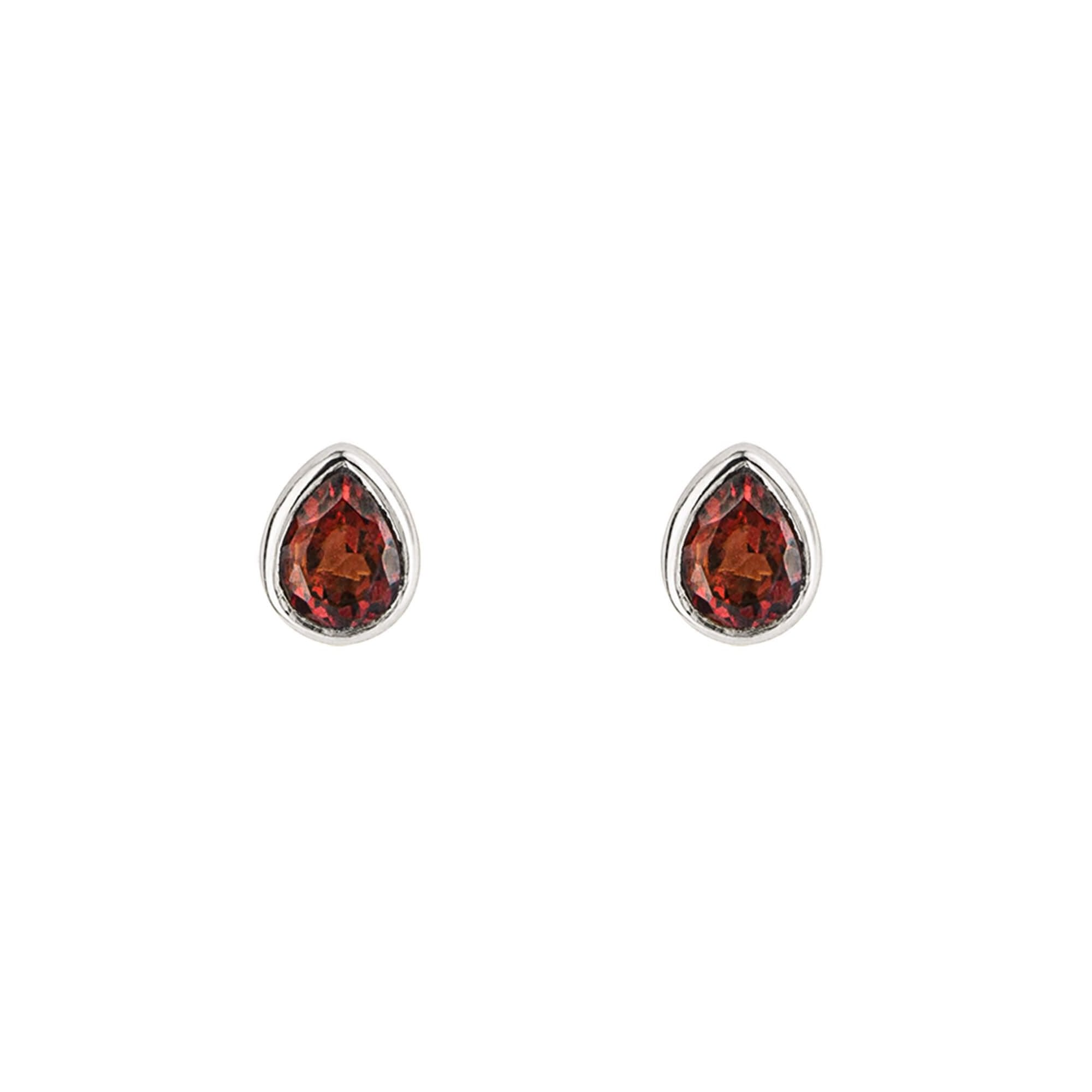 Garnet Droplet January Birthstone Stud Earrings