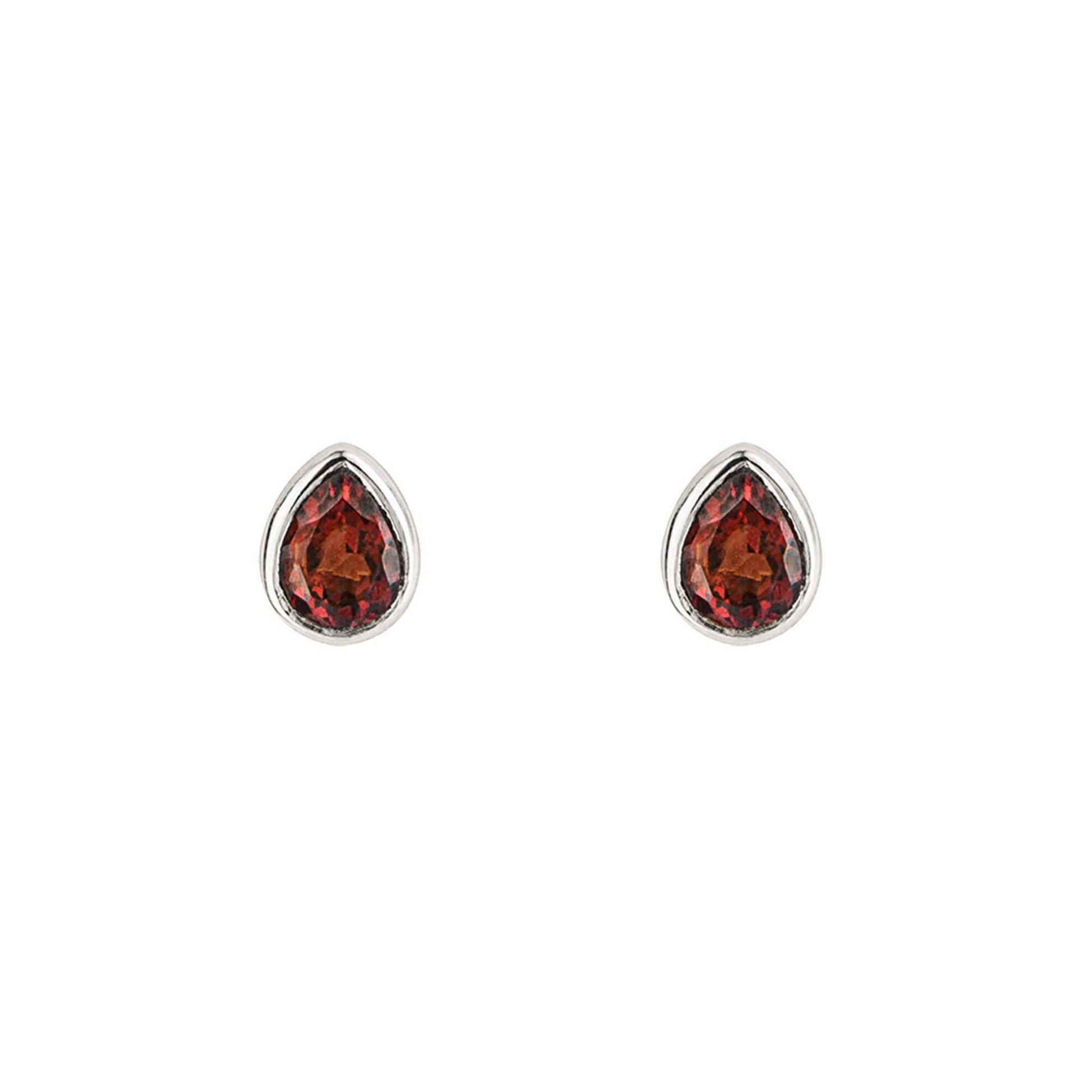 Garnet Droplet January Birthstone Stud Earrings