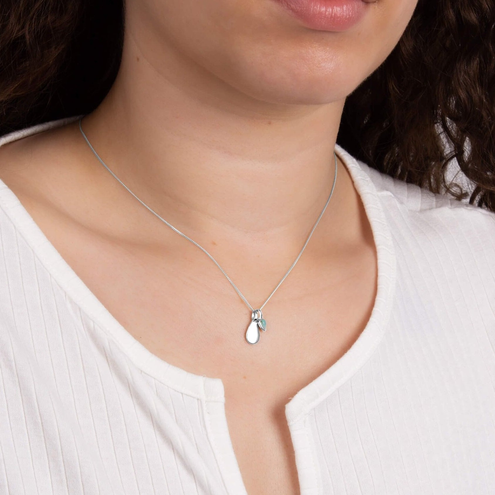 Turquoise Droplet December Birthstone Tag Necklace