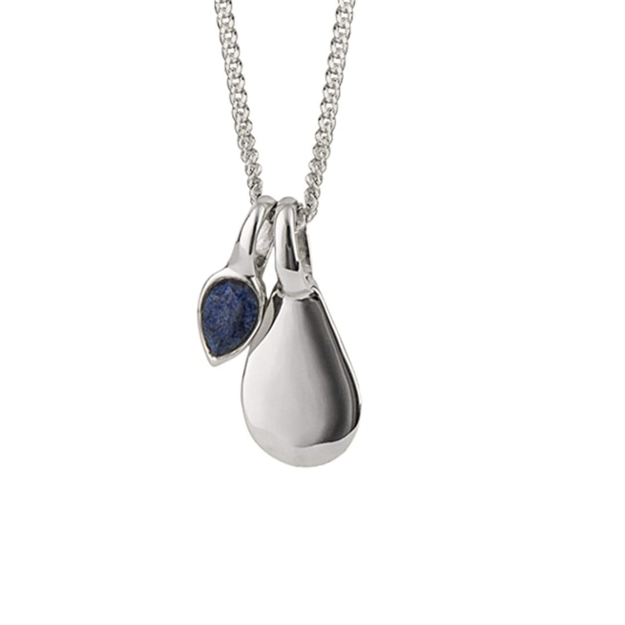 Blue Lapis Lazuli Droplet September Birthstone Tag Necklace