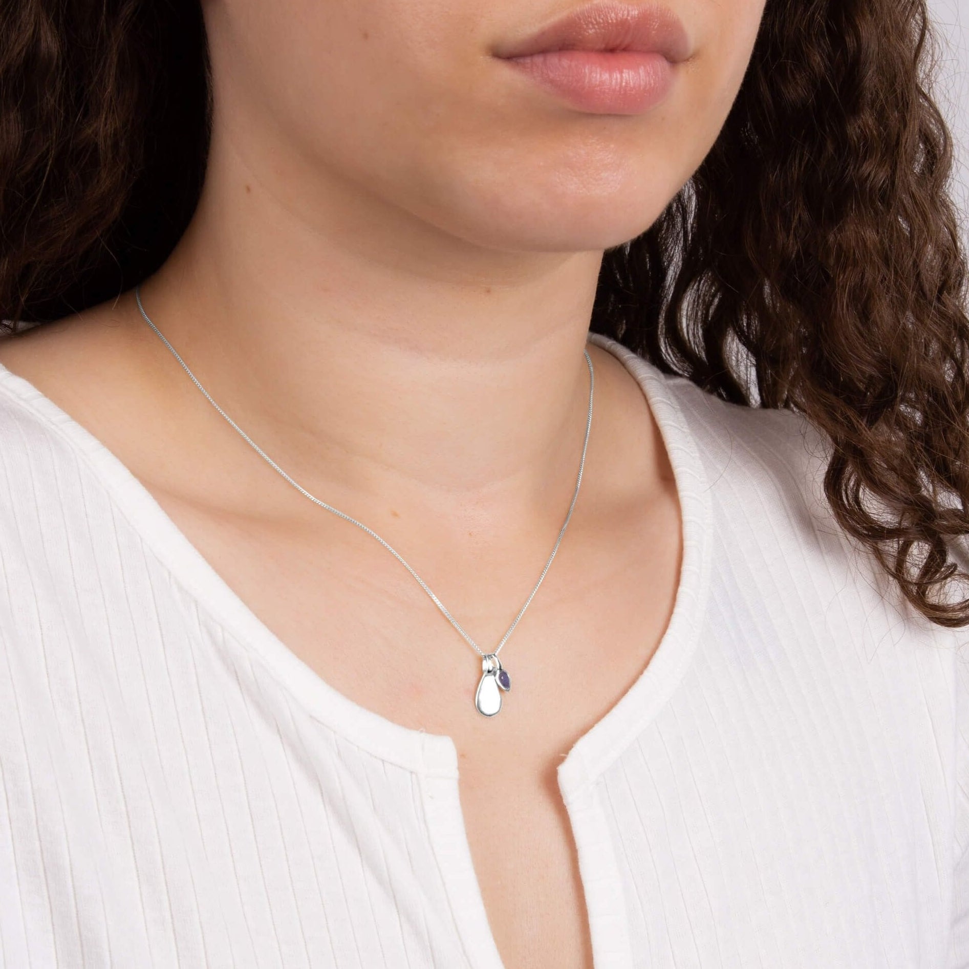 Blue Lapis Lazuli Droplet September Birthstone Tag Necklace
