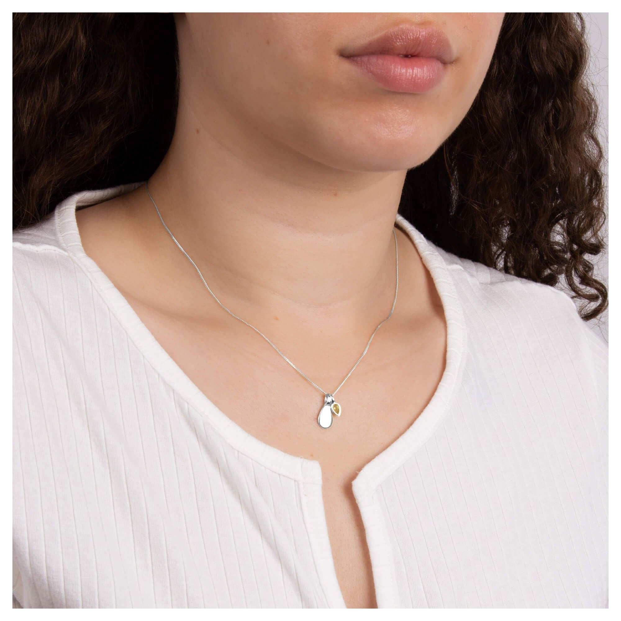 Green Peridot Droplet August Birthstone Tag Necklace