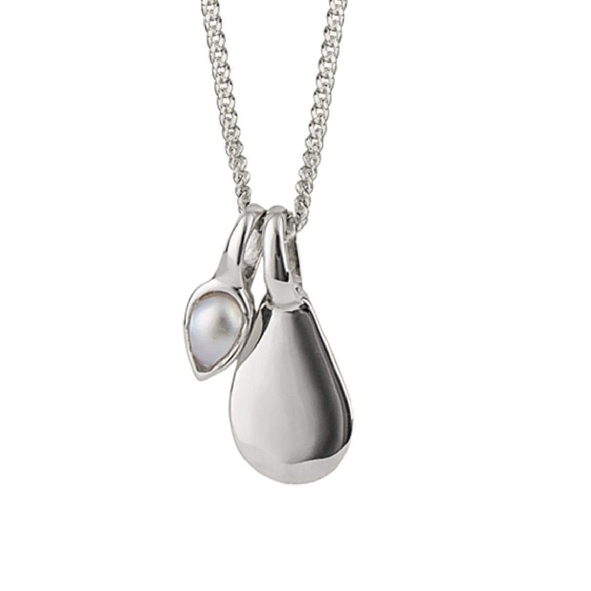 White Pearl Droplet June Birthstone Tag Necklace