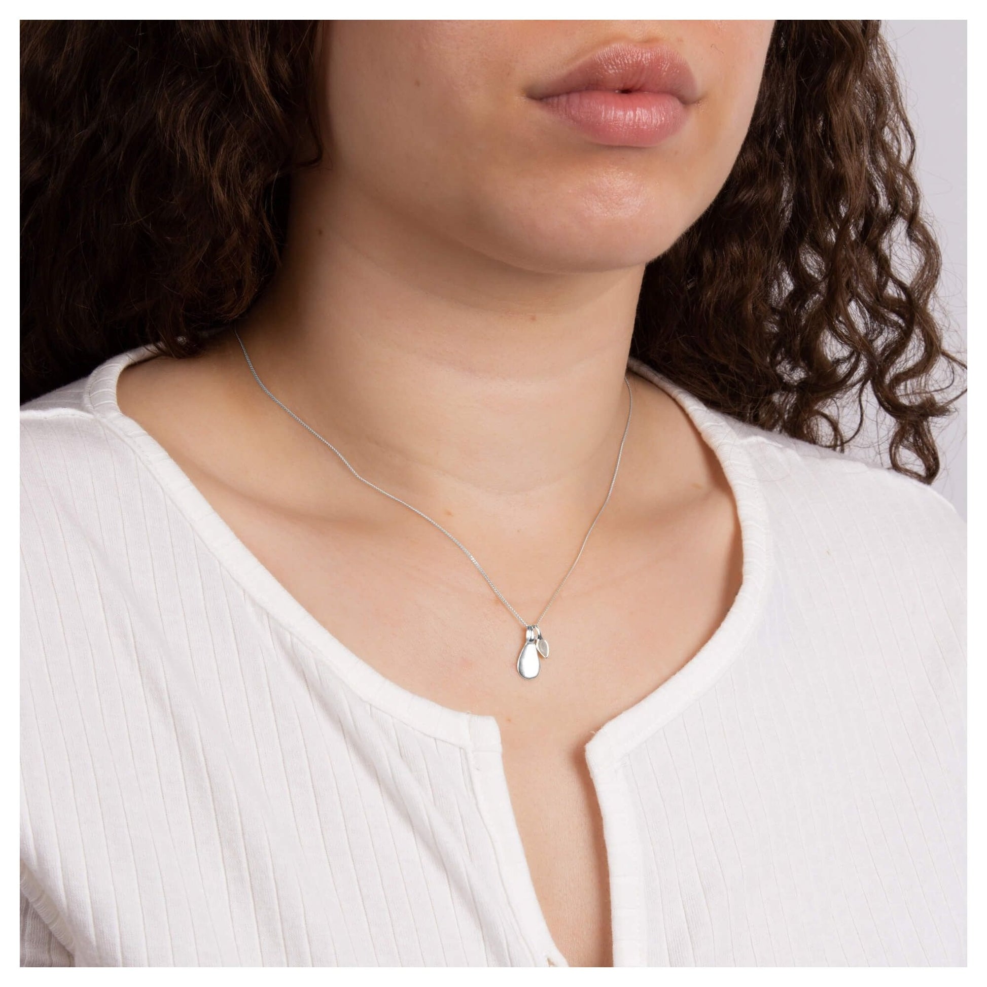 Aquamarine Droplet March Birthstone Tag Necklace