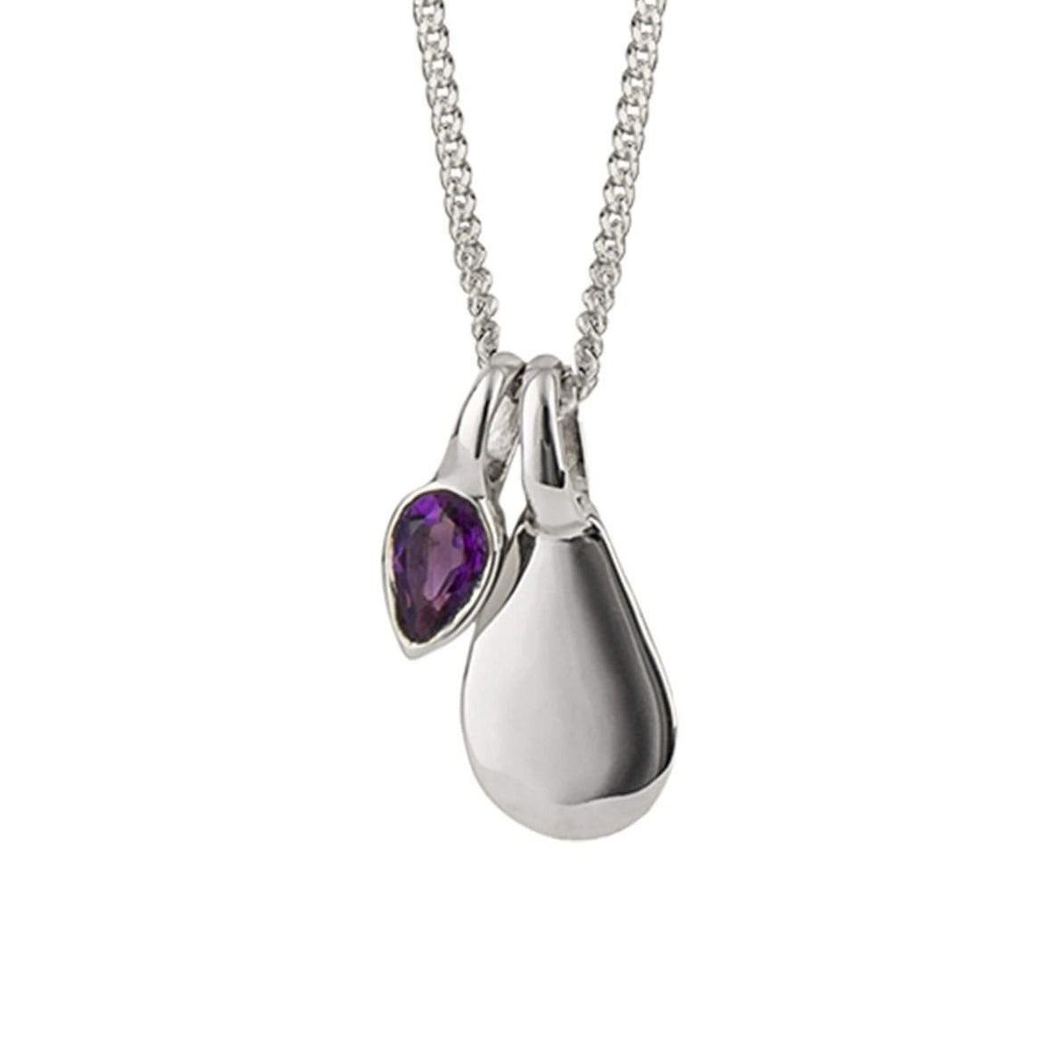 Amethyst Droplet February Birthstone Tag Necklace