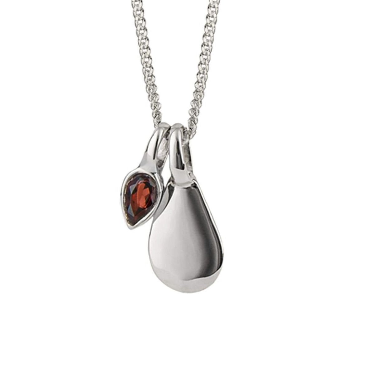 Garnet Droplet January Birthstone Tag Necklace