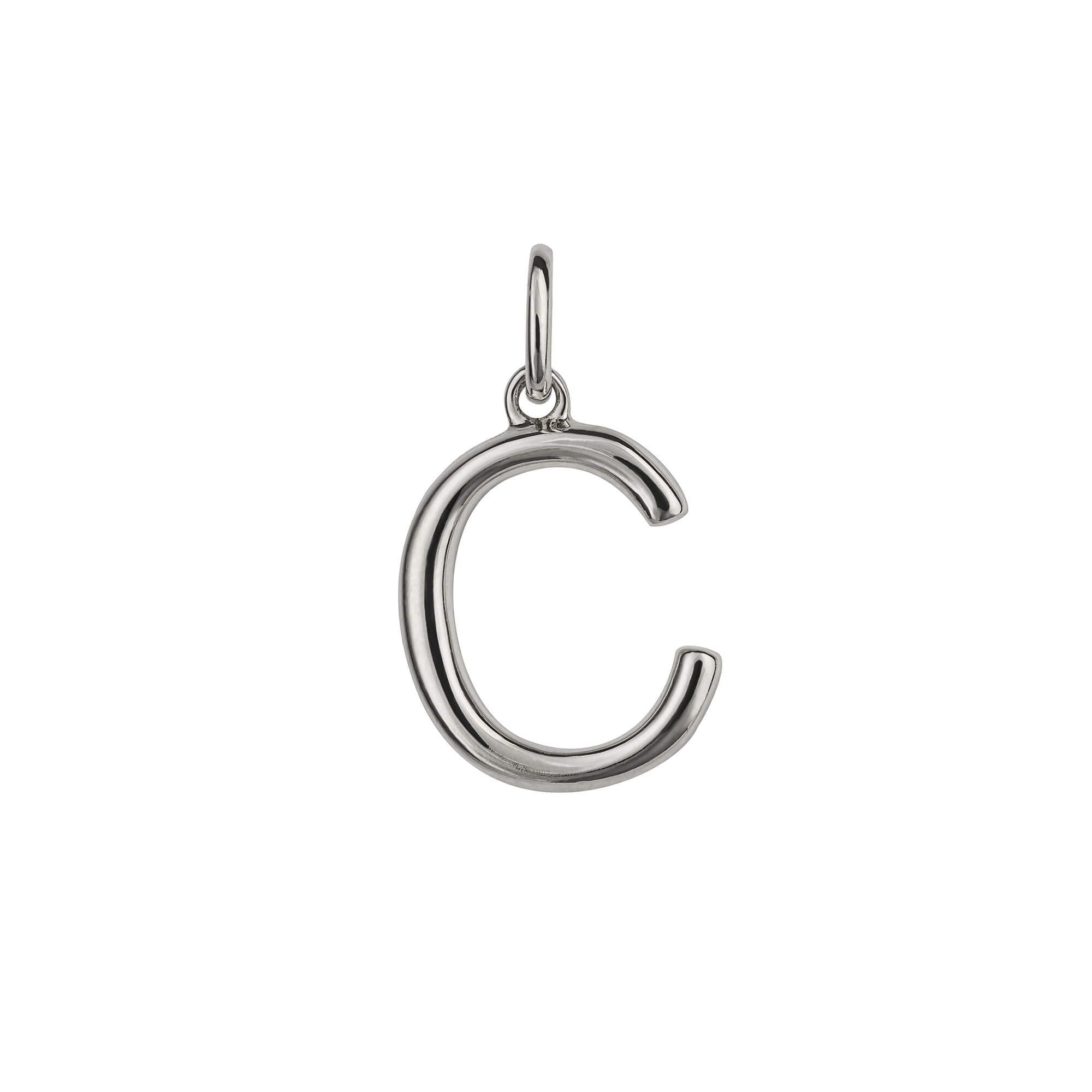Silver Initial Pendant Letter C