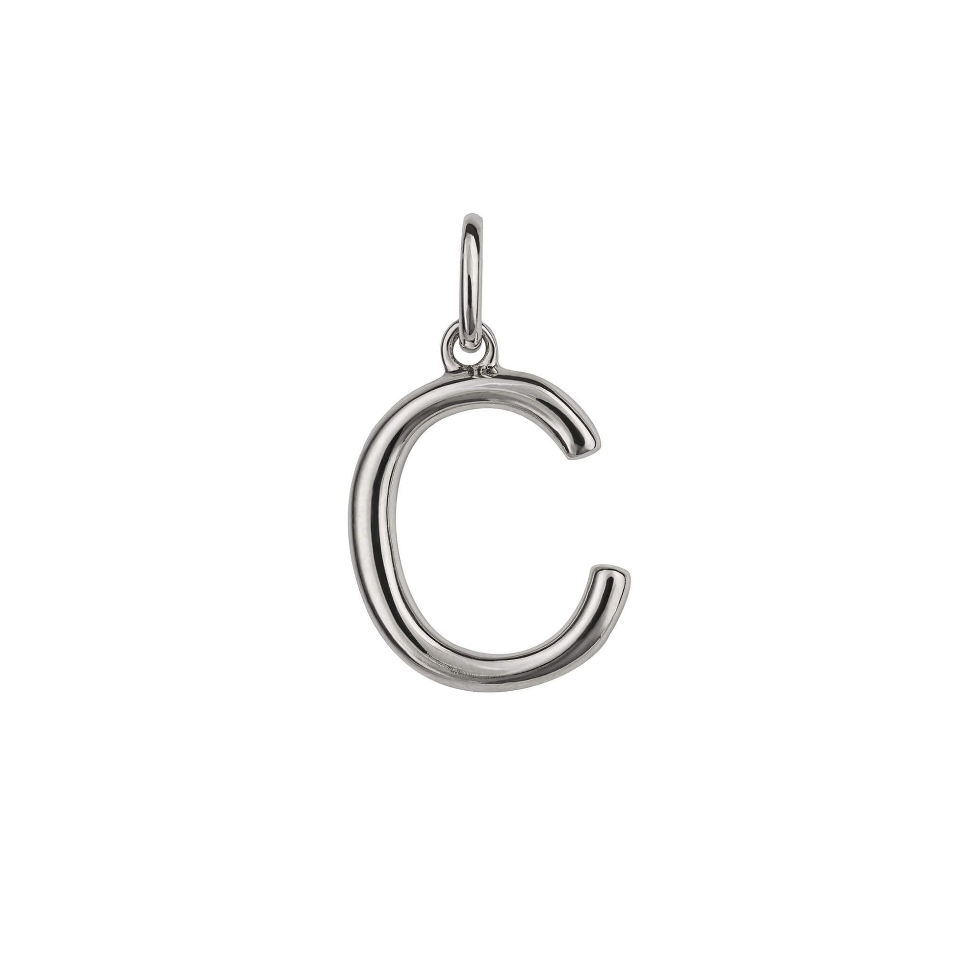 Silver Initial Pendant Letter C