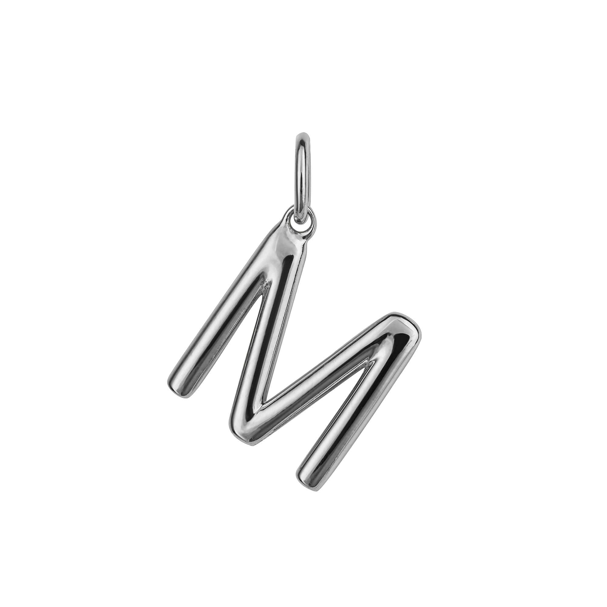Silver Initial Pendant Letter M