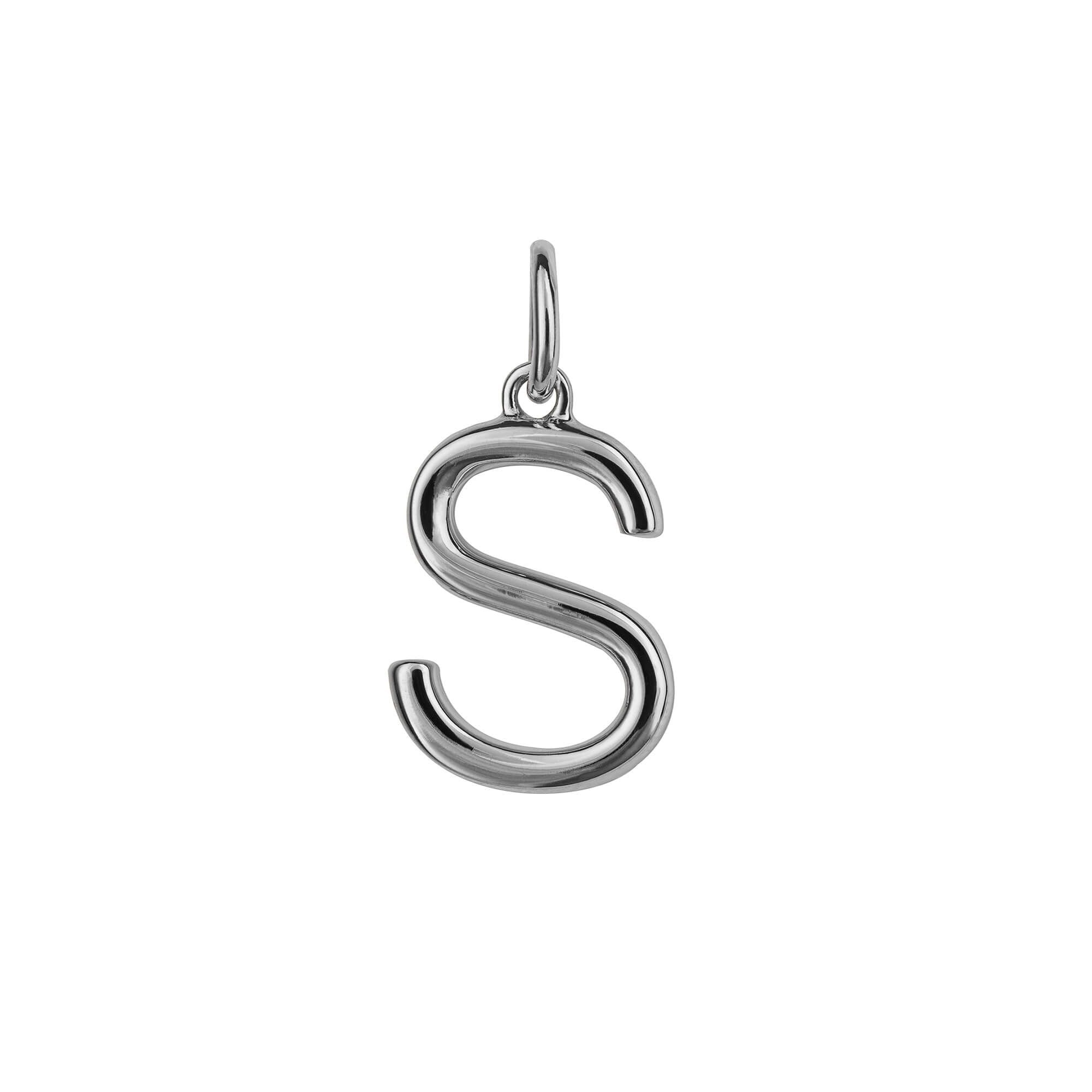 Silver Initial Pendant Letter S